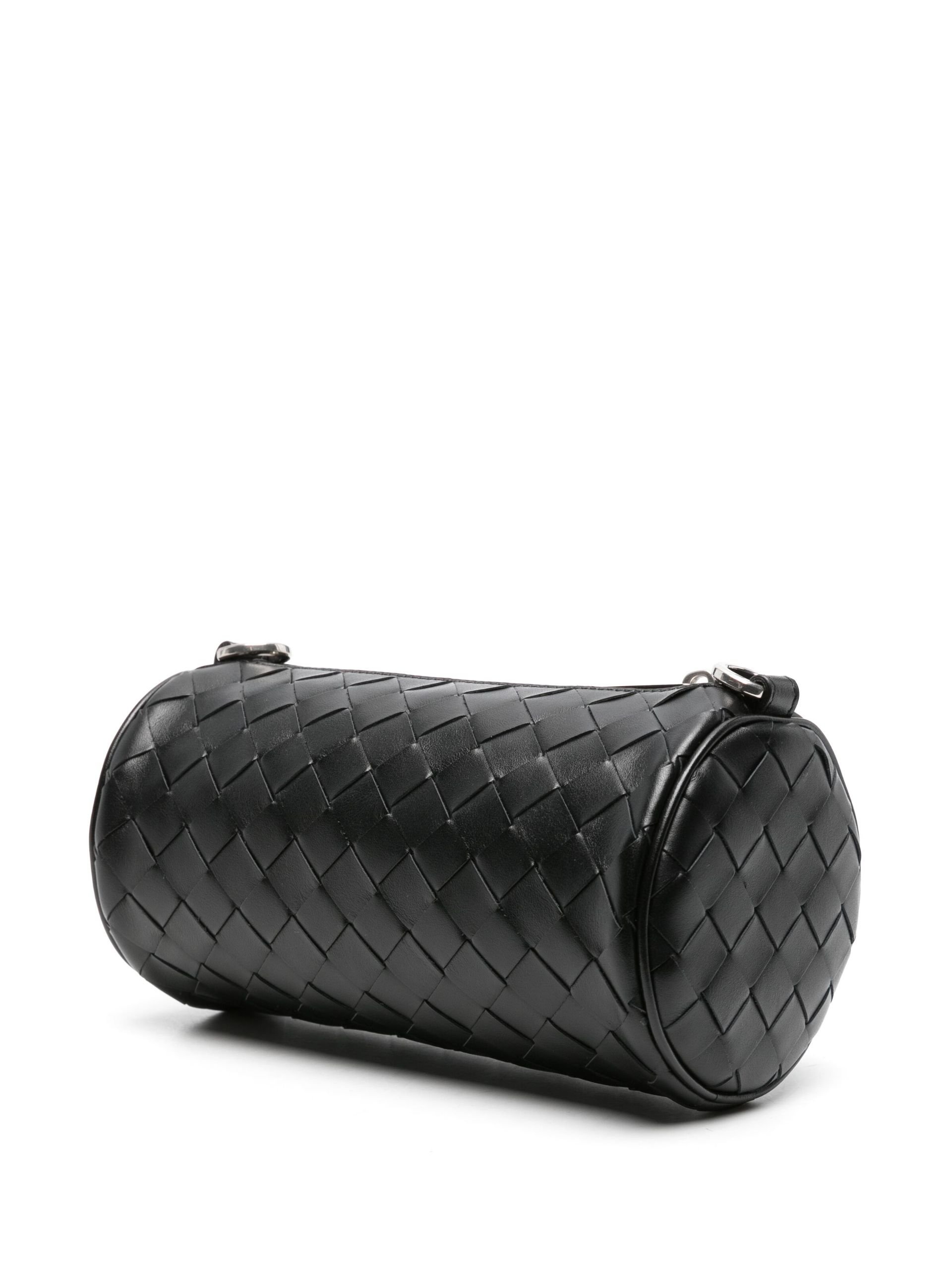 Bottega Veneta Black Mini Intrecciato Barrel Cross Body Bag