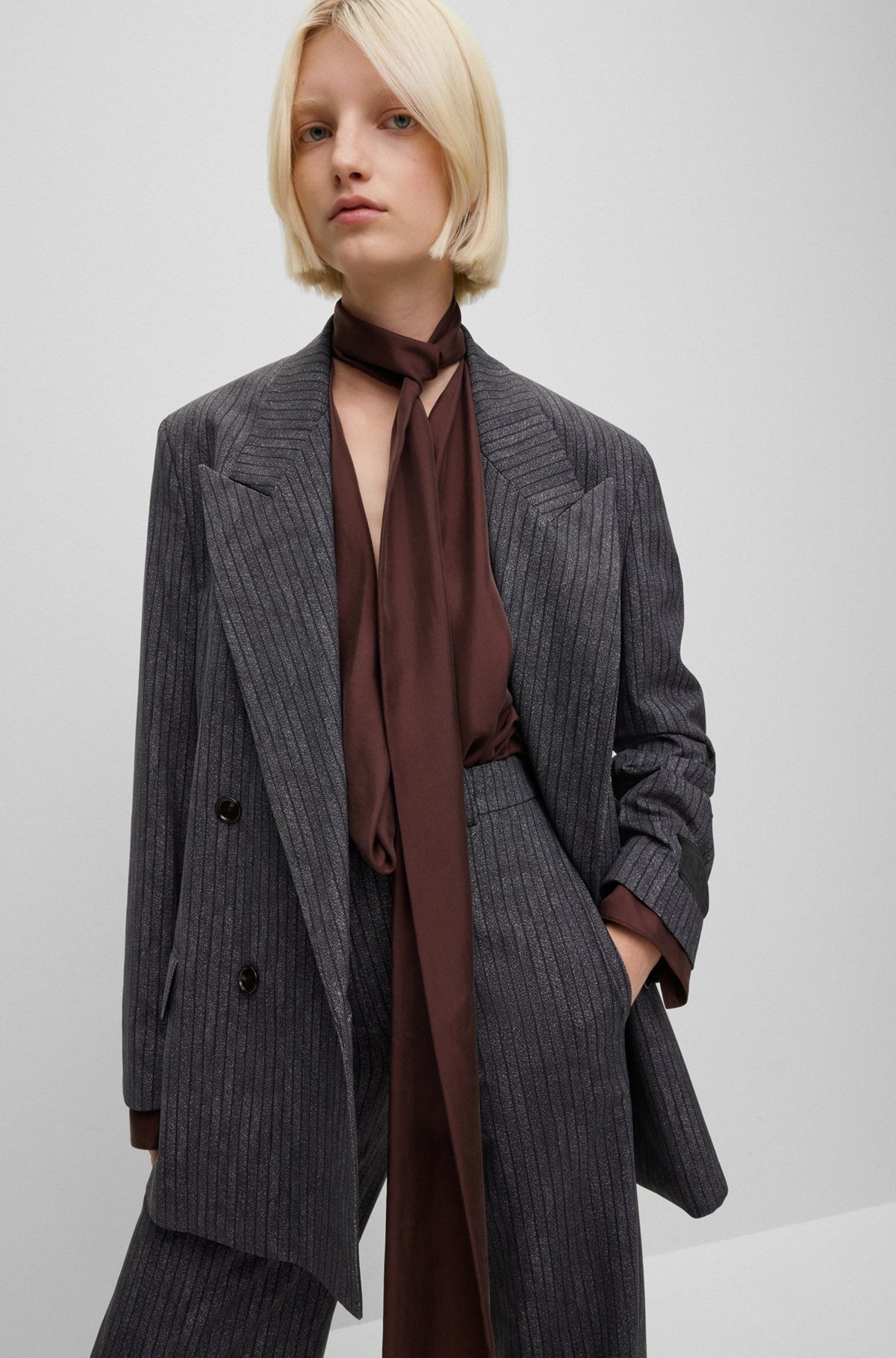 REGULAR-FIT, WIDE-LEG TROUSERS IN PINSTRIPED STRETCH JERSEY - 5
