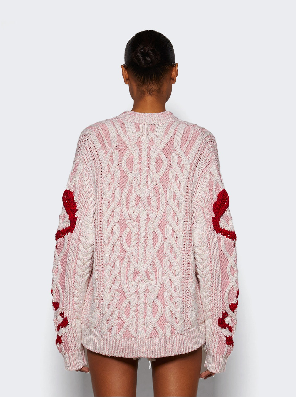 Lunar Year Snake V-neck Cardigan Ivory Pink - 4