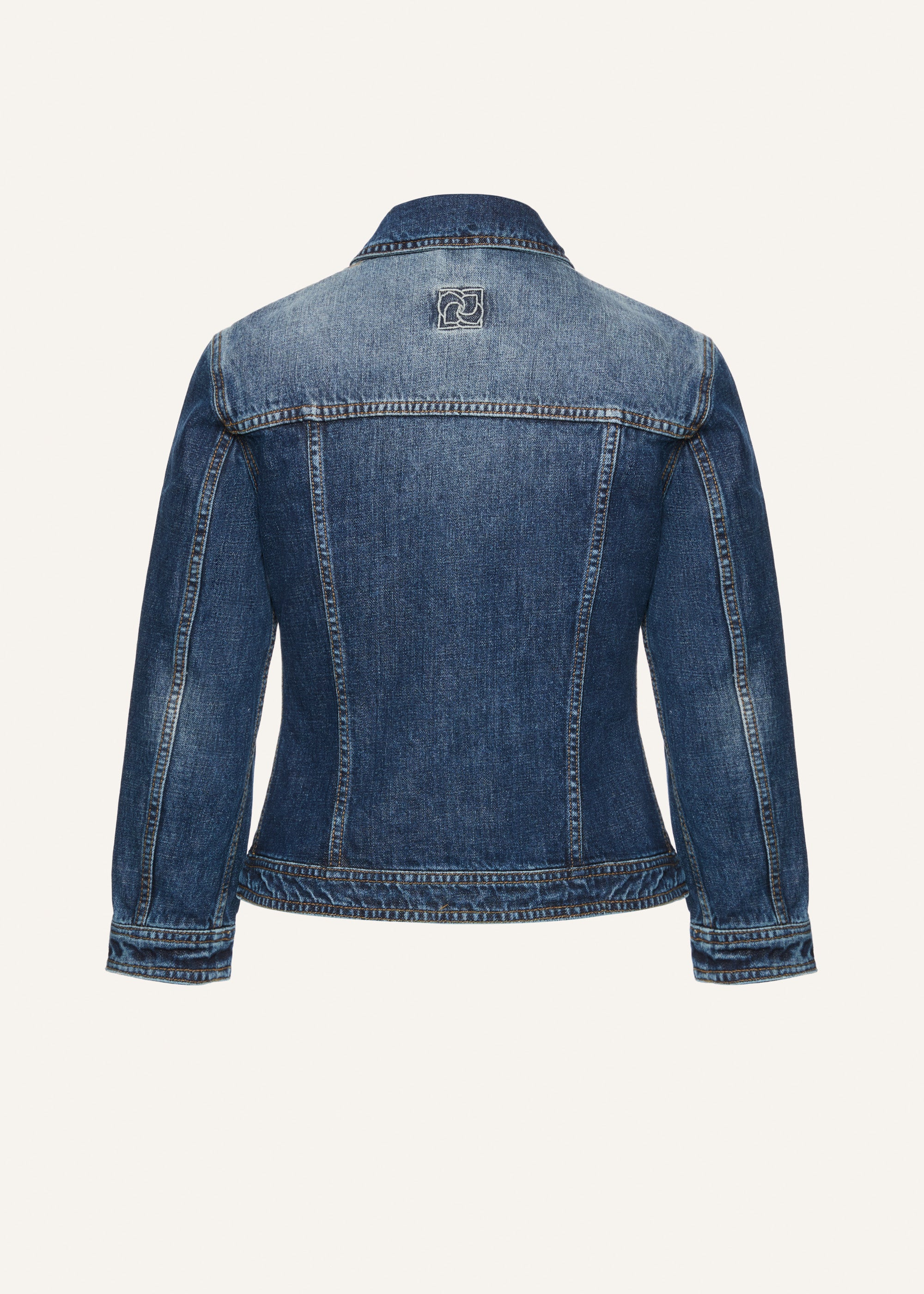 Fitted denim jacket in dark blue - 2