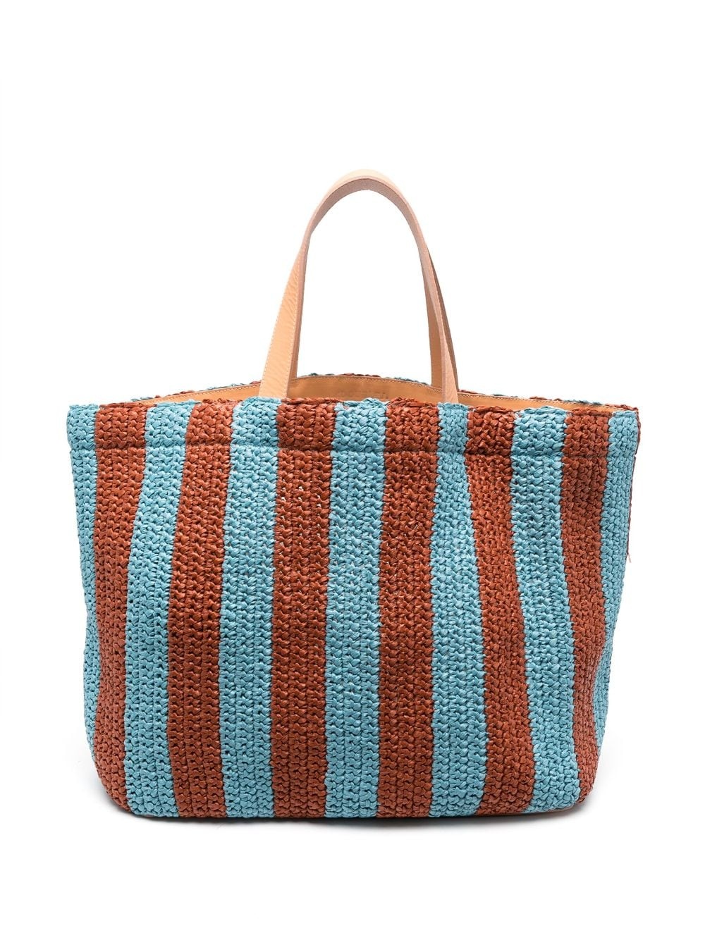 Riviera striped raffia tote bag - 1