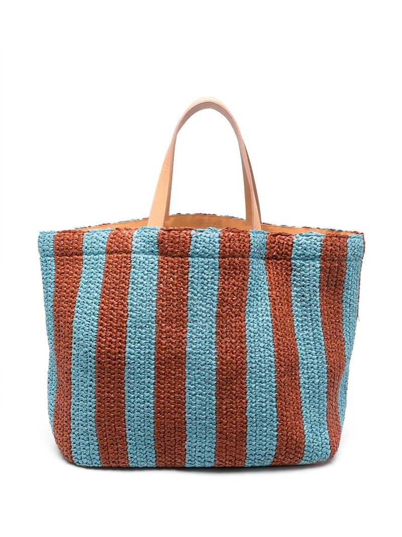 Riviera striped raffia tote bag 1