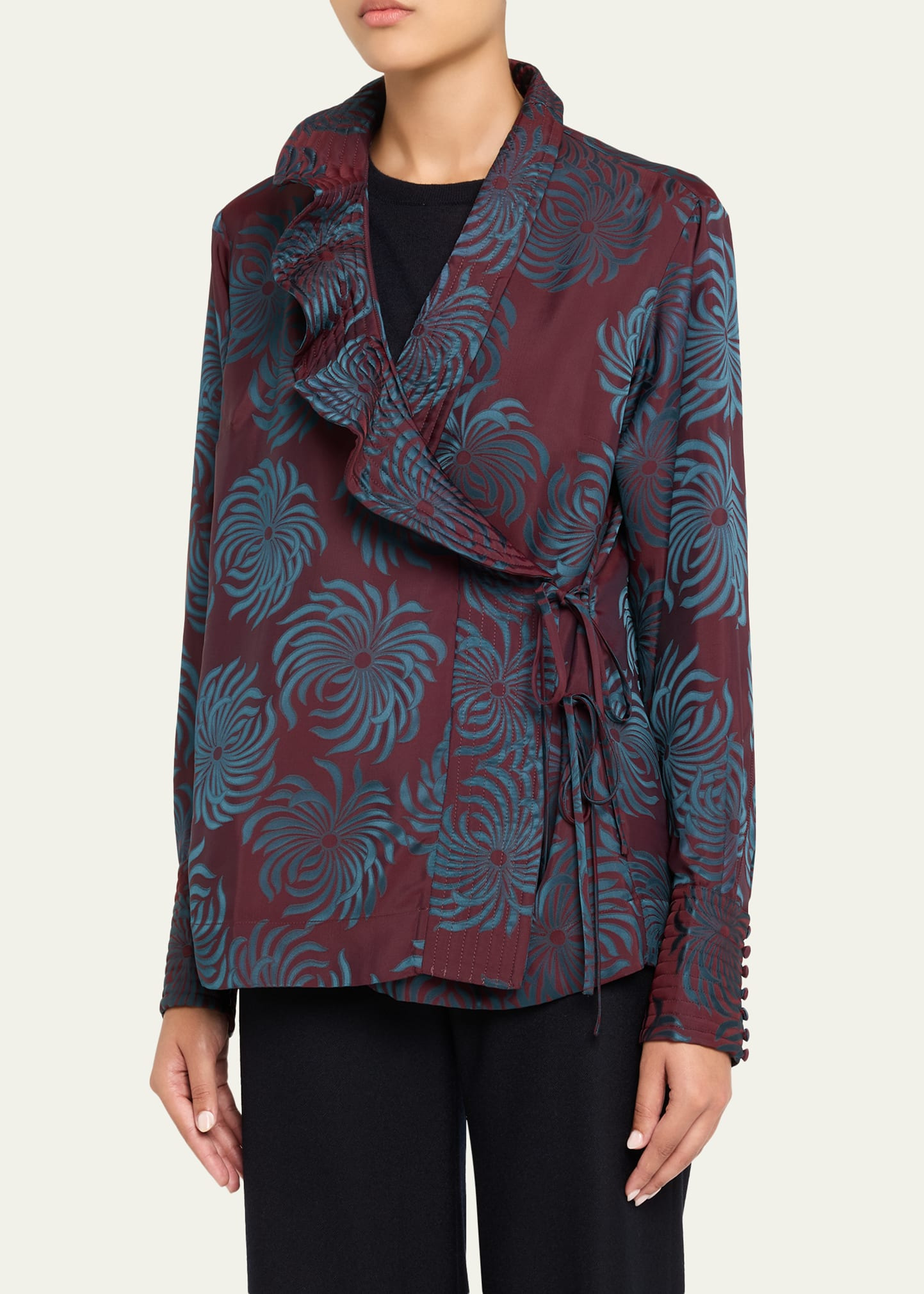 Calberton Printed Ruffle Wrap Blouse - 4