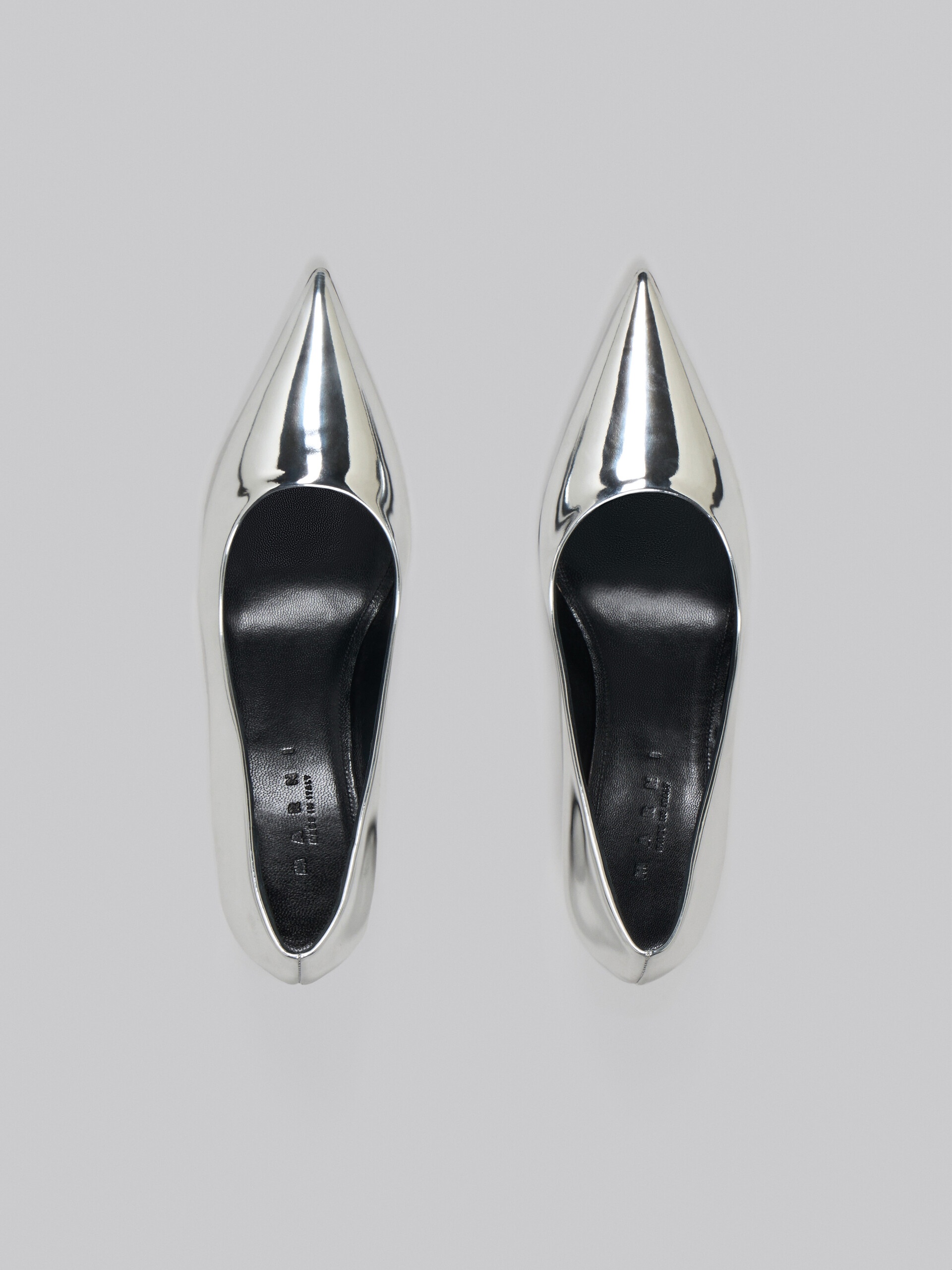 SILVER MIRROR LEATHER PUMPS - 4