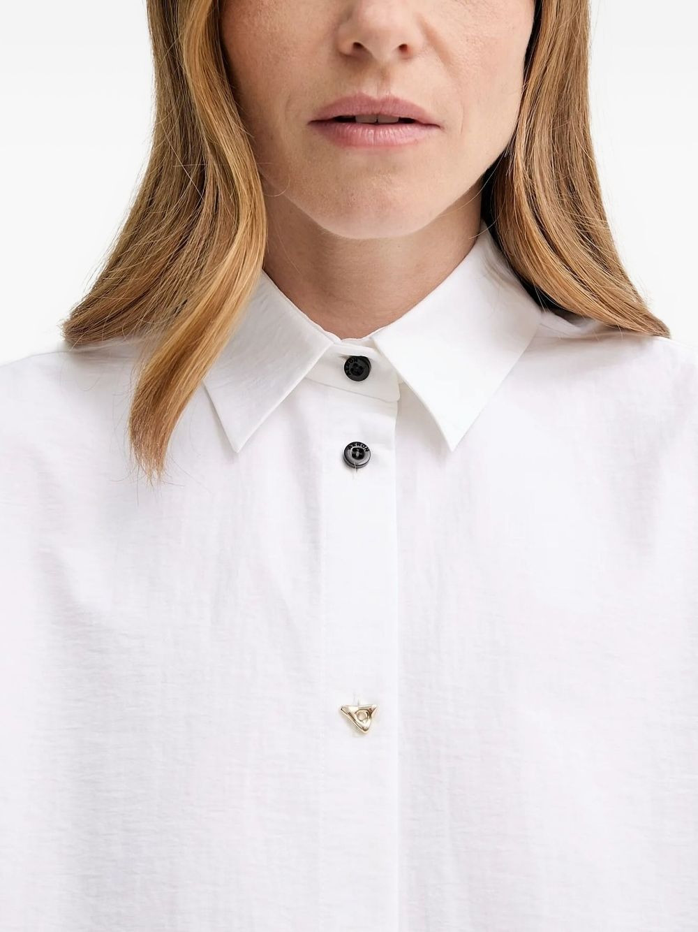 short-sleeve curved hem shirt - 4