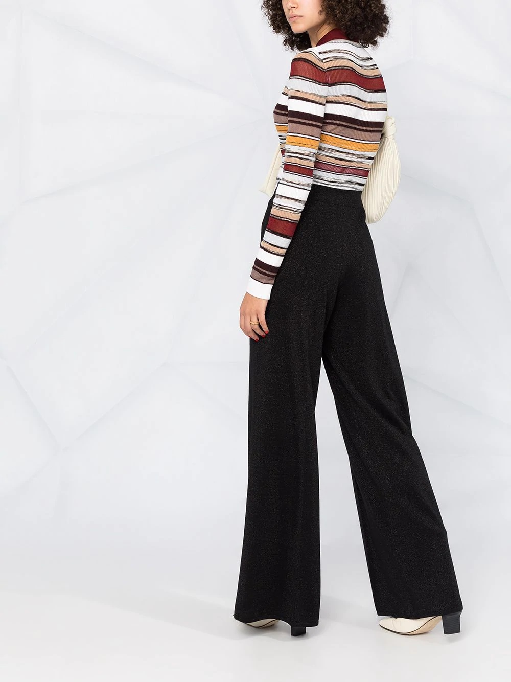 high-waisted flared trousers - 6