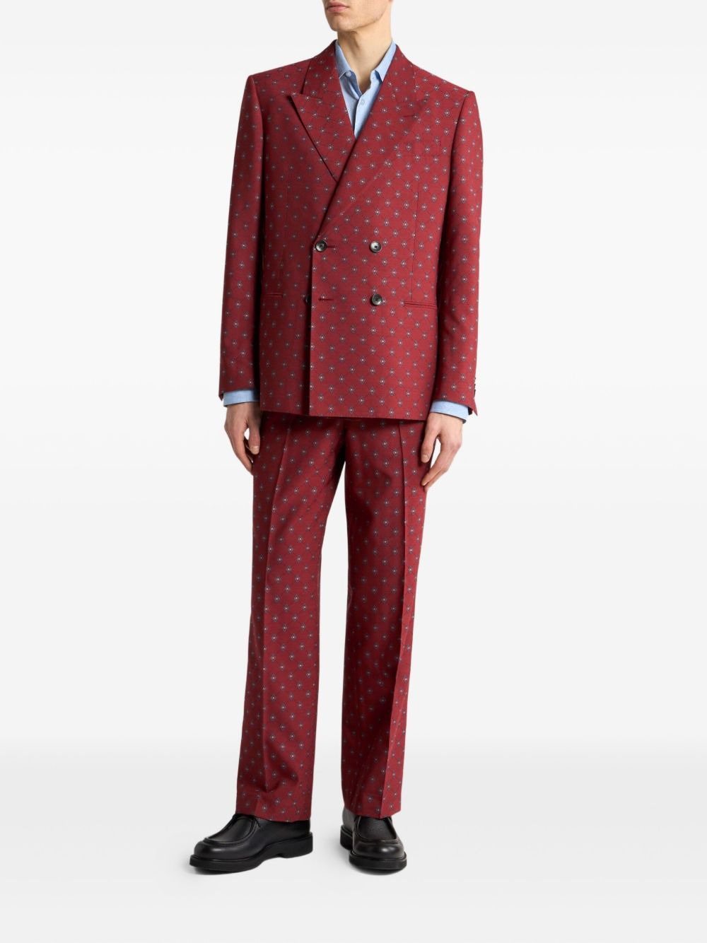 double-breasted jacquard blazer - 2