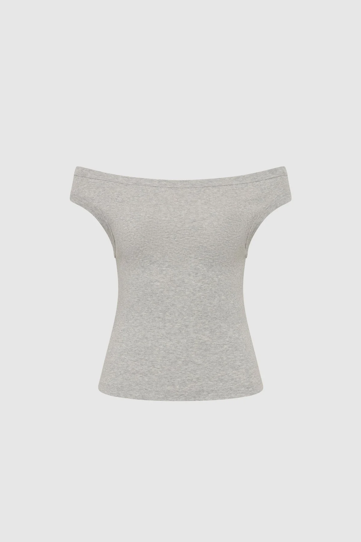 Organic Cotton Off Shoulder Top - Grey Marle - 1