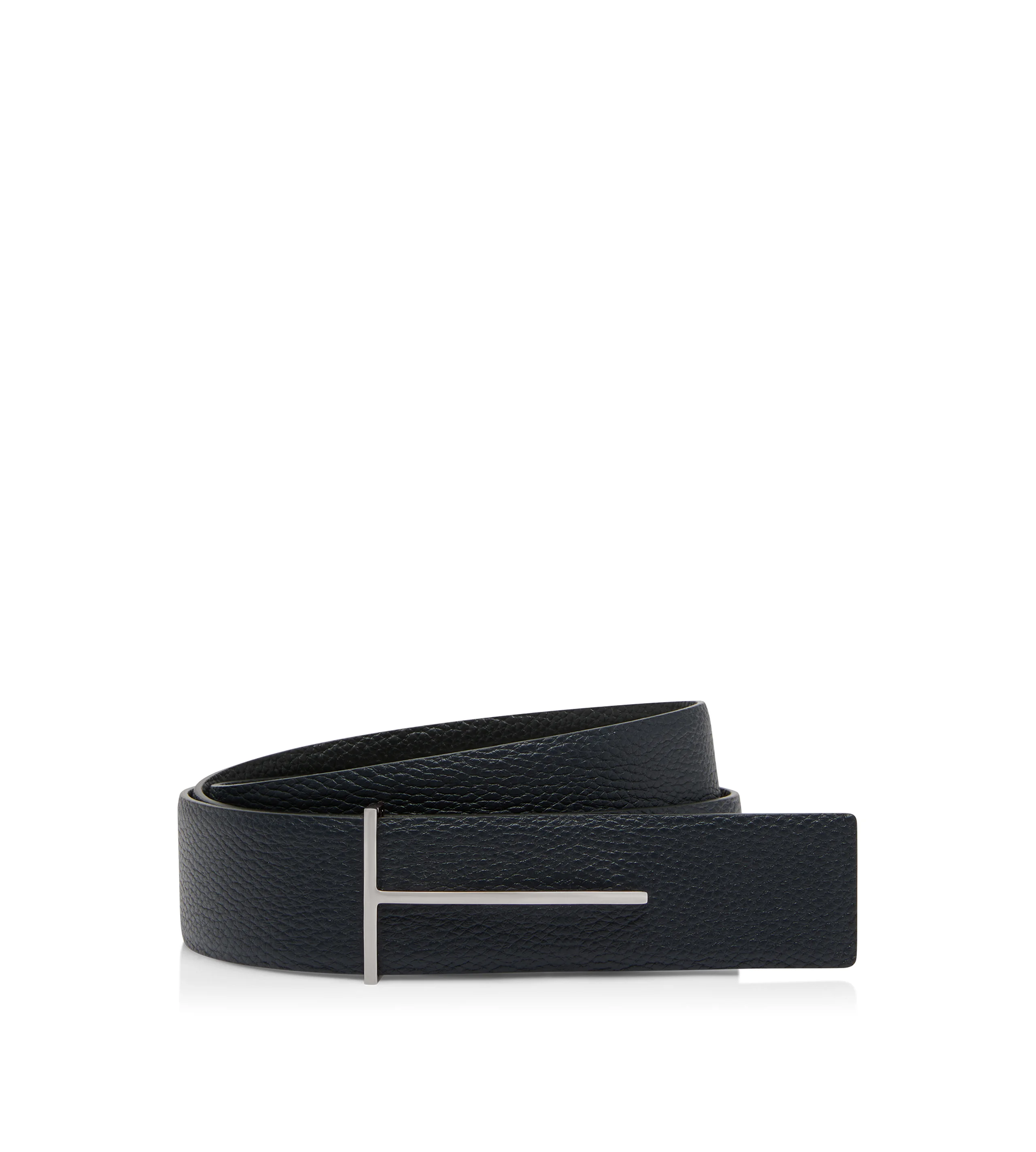 GRAIN LEATHER SLIM T REVERSIBLE BELT - 1