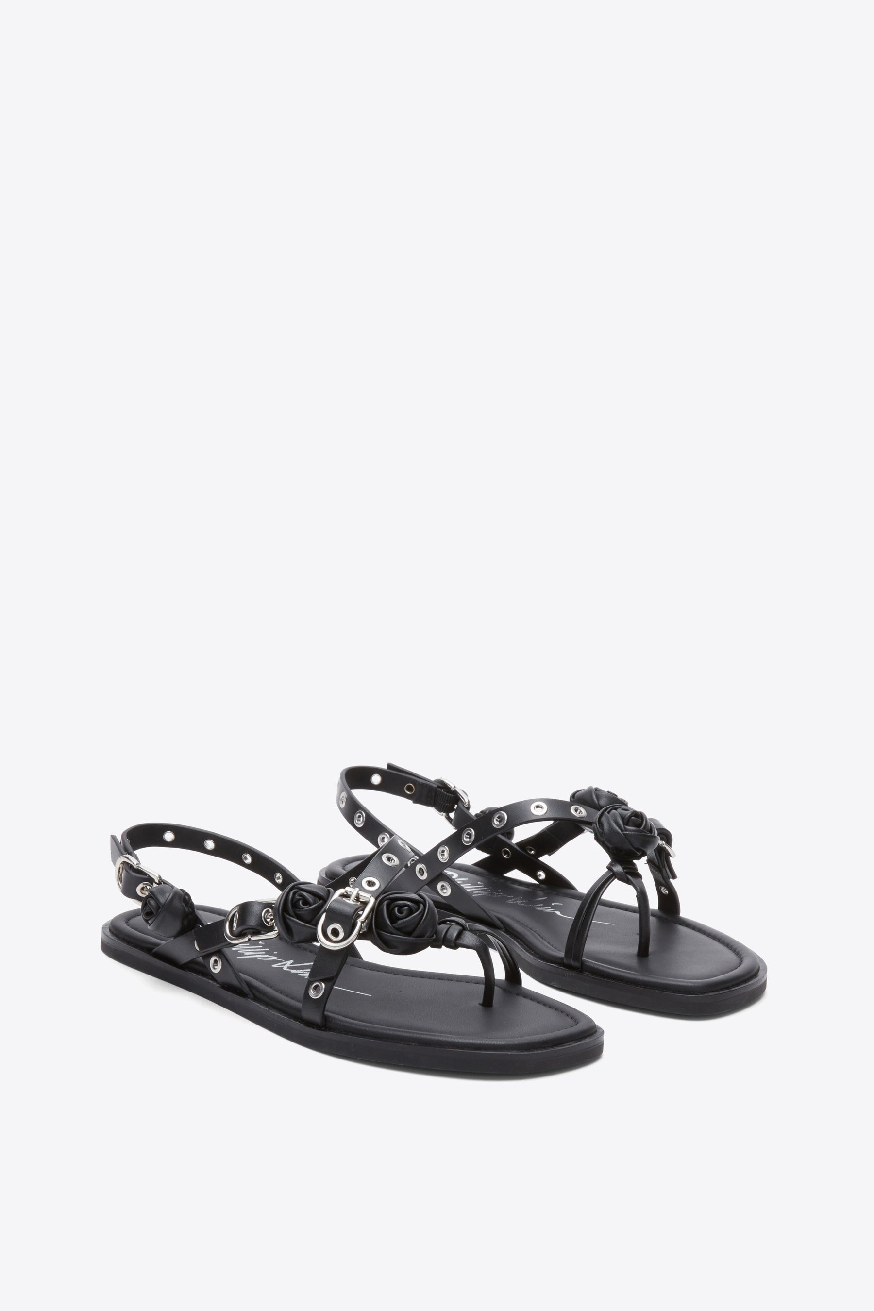 Strappy Eyelet Sandal with Rosettes - 5