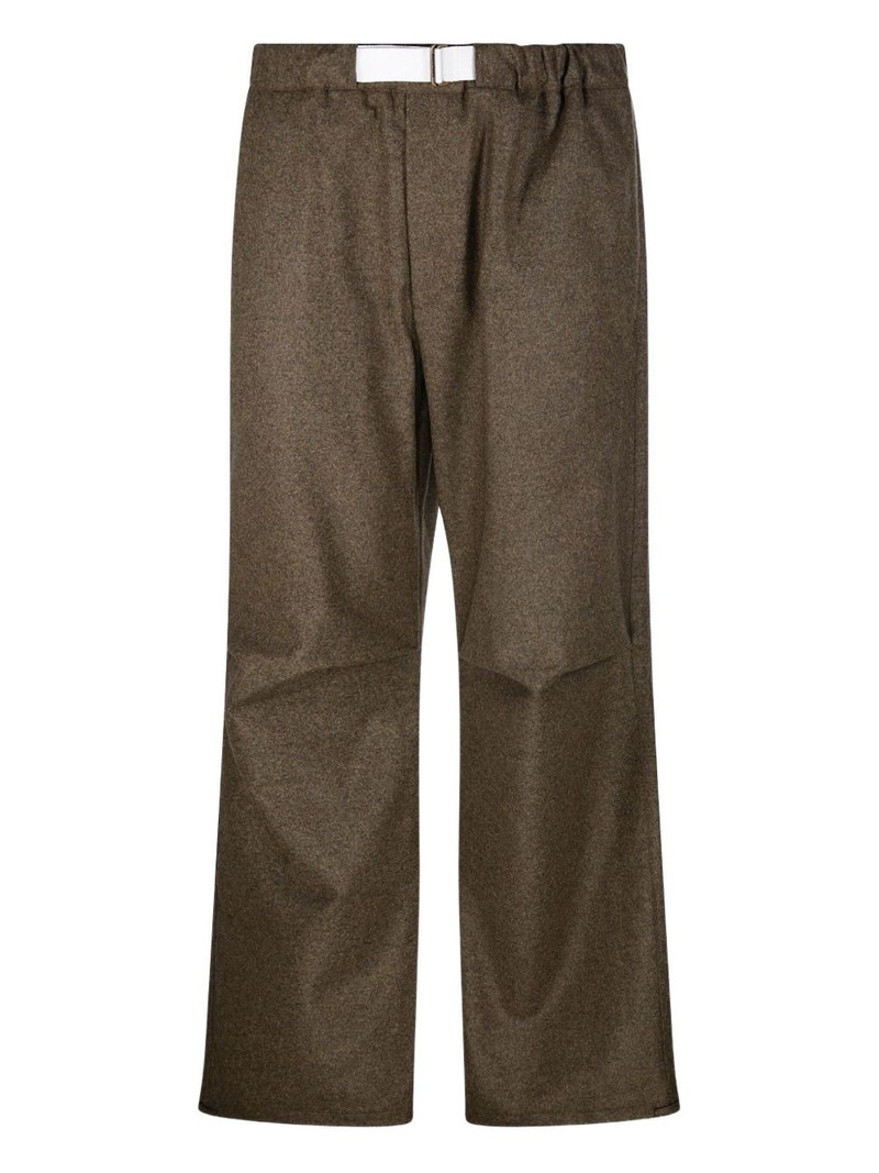 elastic-waistband belted trousers 1