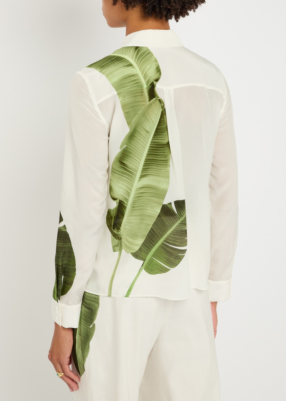 Alice + Olivia Willa Printed Semi-sheer Silk Shirt - 3