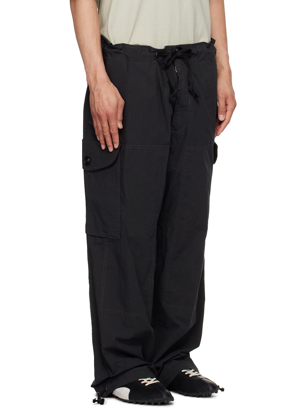 Black Drawstring Cargo Pants - 2
