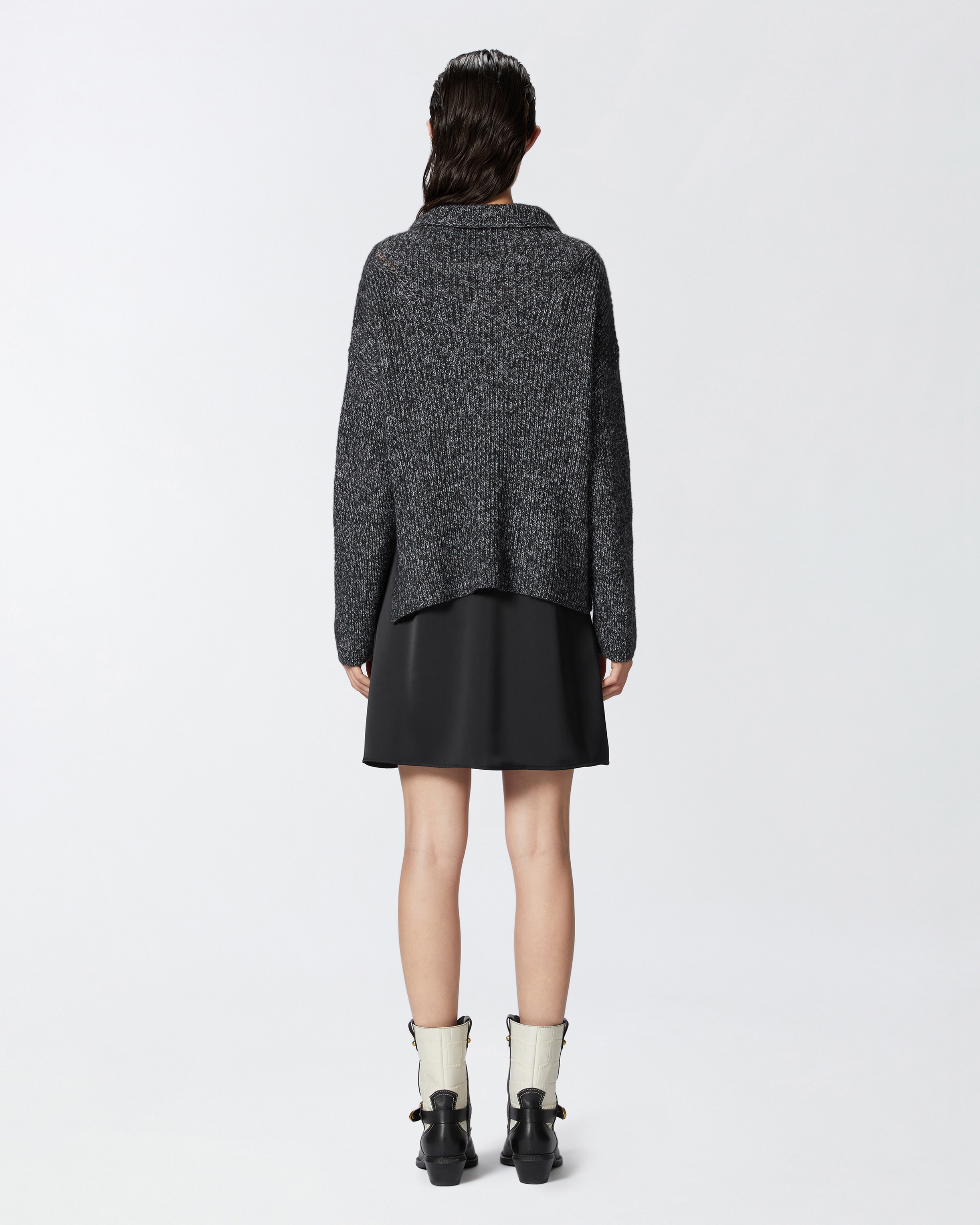 DUAL-FABRIC DRESS WITH ALPACA-BLEND SWEATER - 4