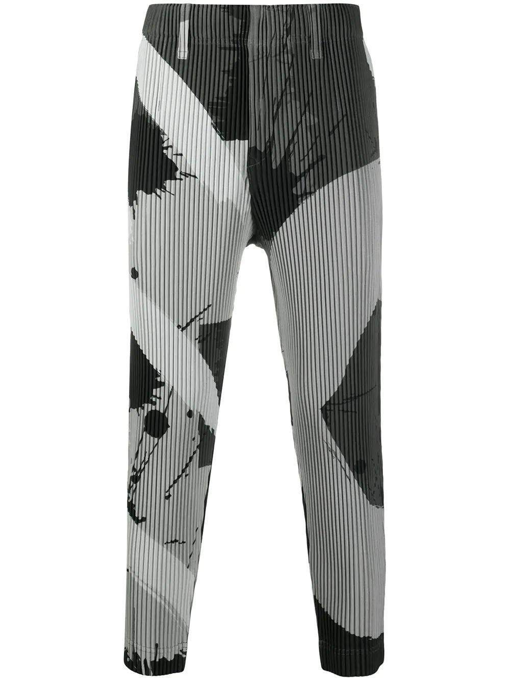 abstract-print pleated trousers - 1