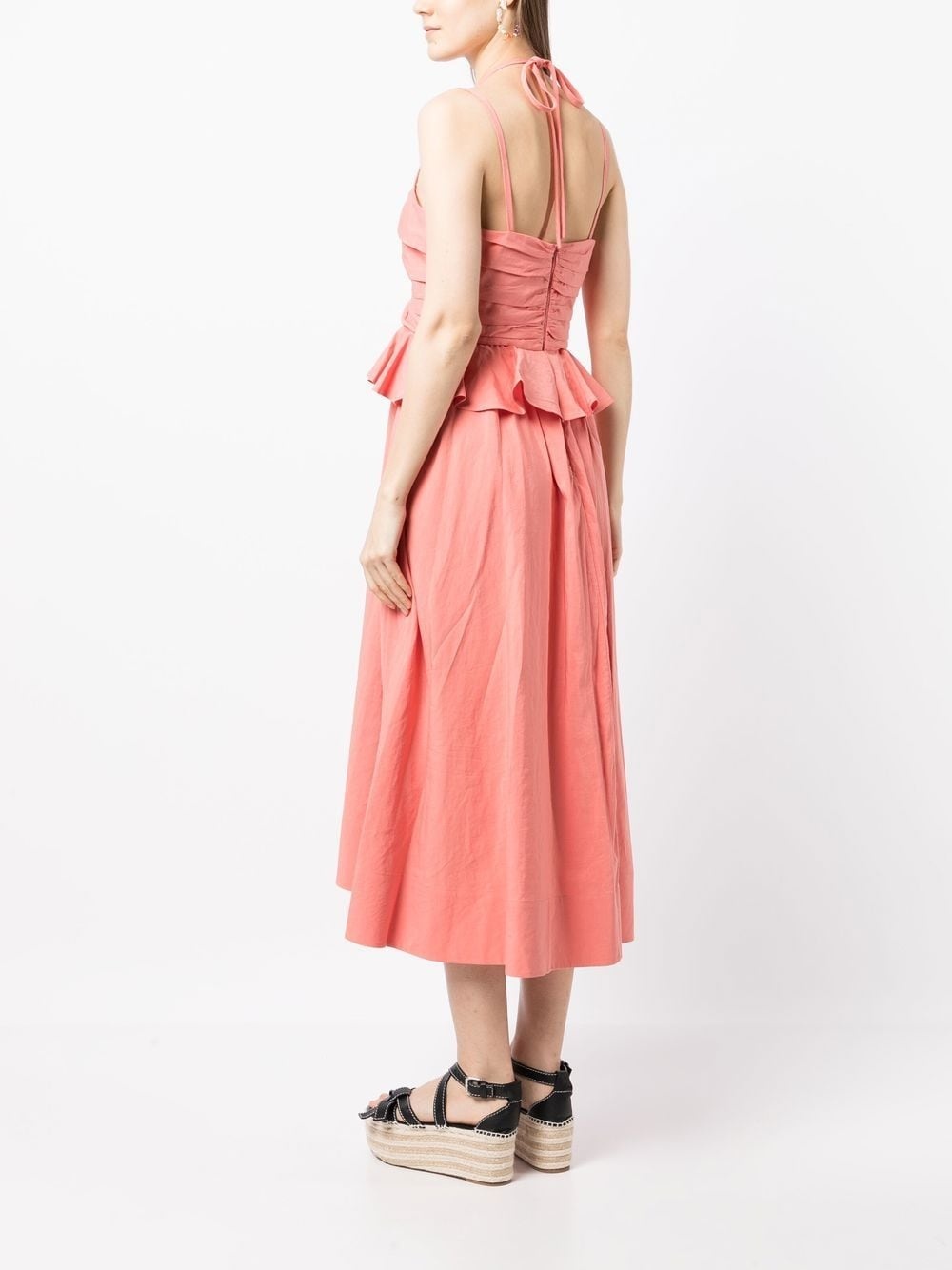 halterneck ruffled midi dress - 4
