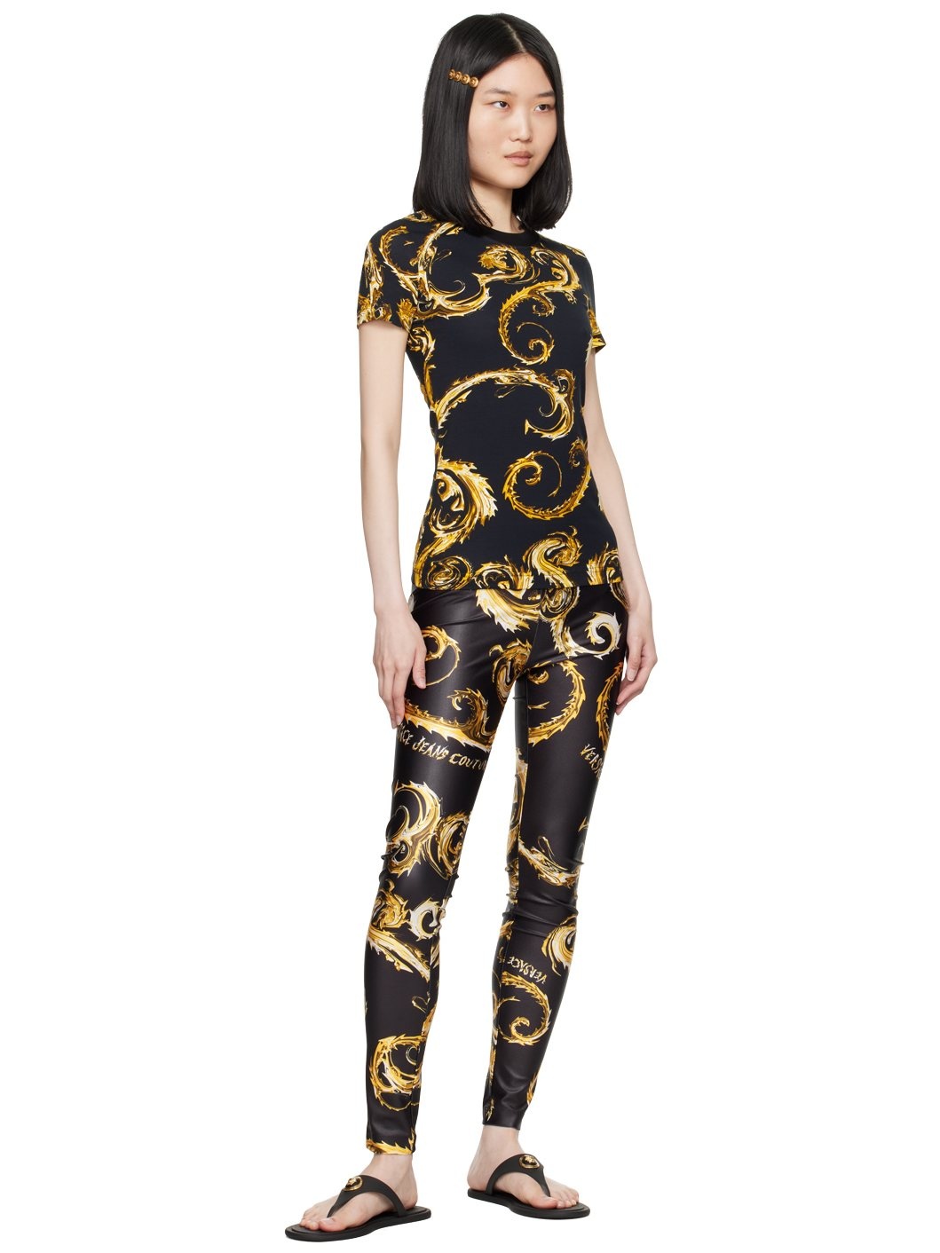 Black & Gold Chromo Couture Leggings - 4