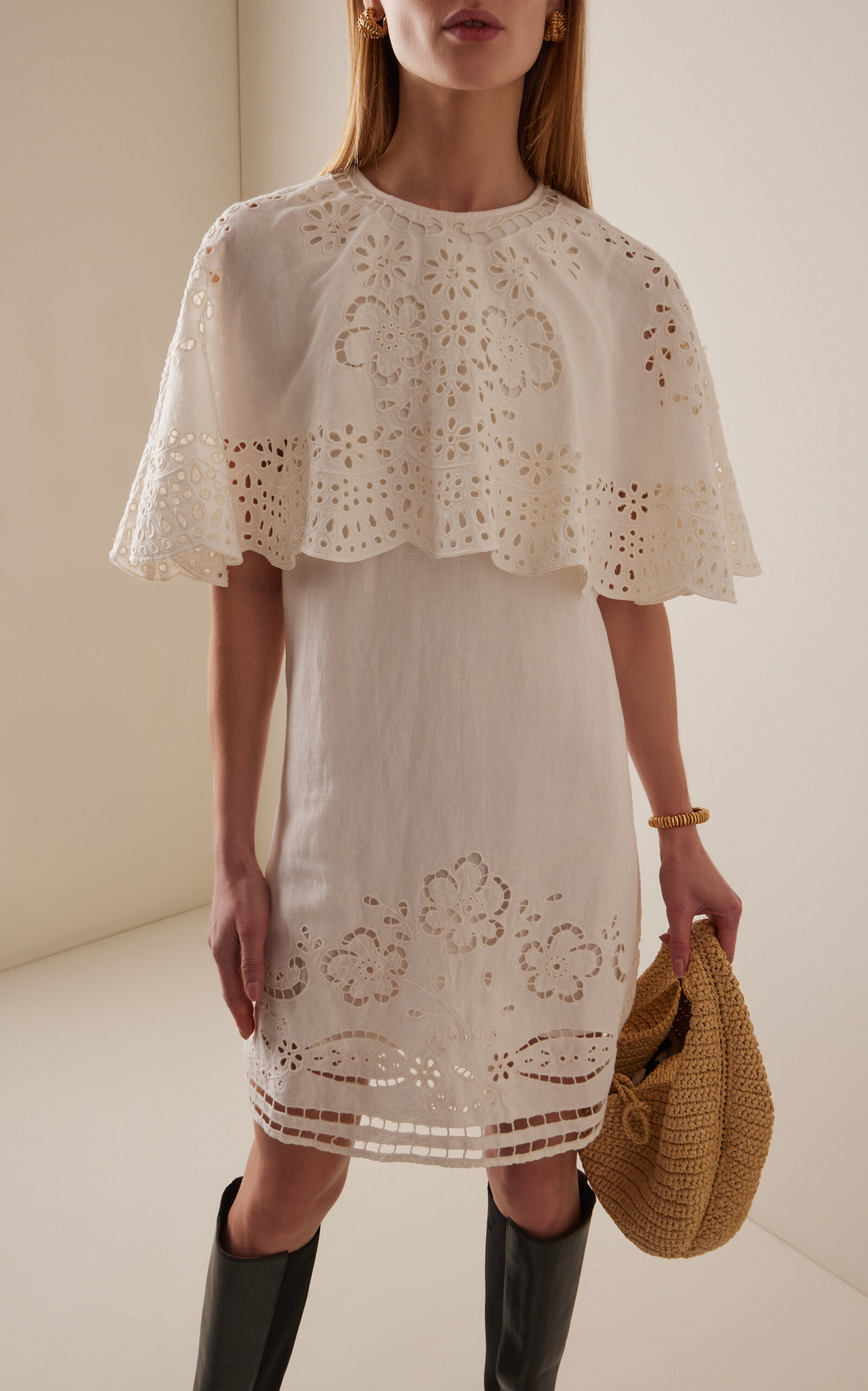 Lulu Embroidered Linen-Blend Mini Dress white - 2