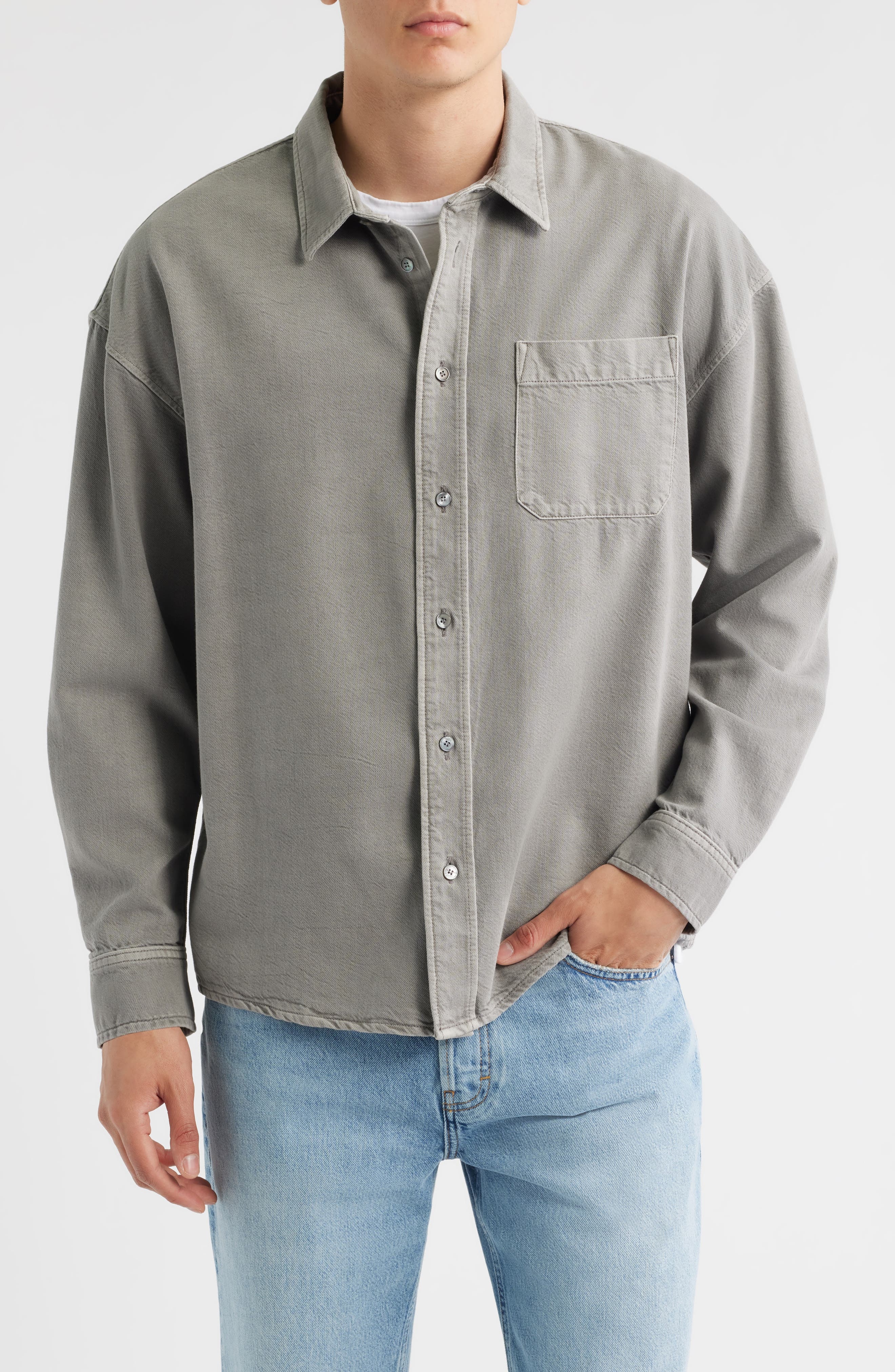 FRAME Modern Button-Up Shirt in Storm Grey at Nordstrom - 4