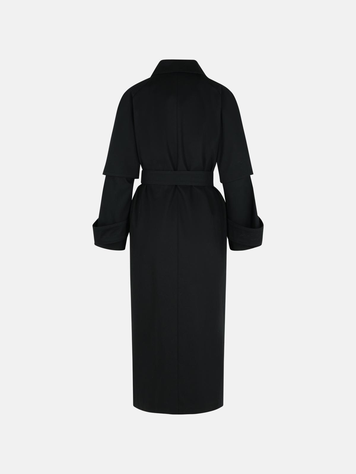'AGAMIA' BLACK COTTON RAINCOAT - 3
