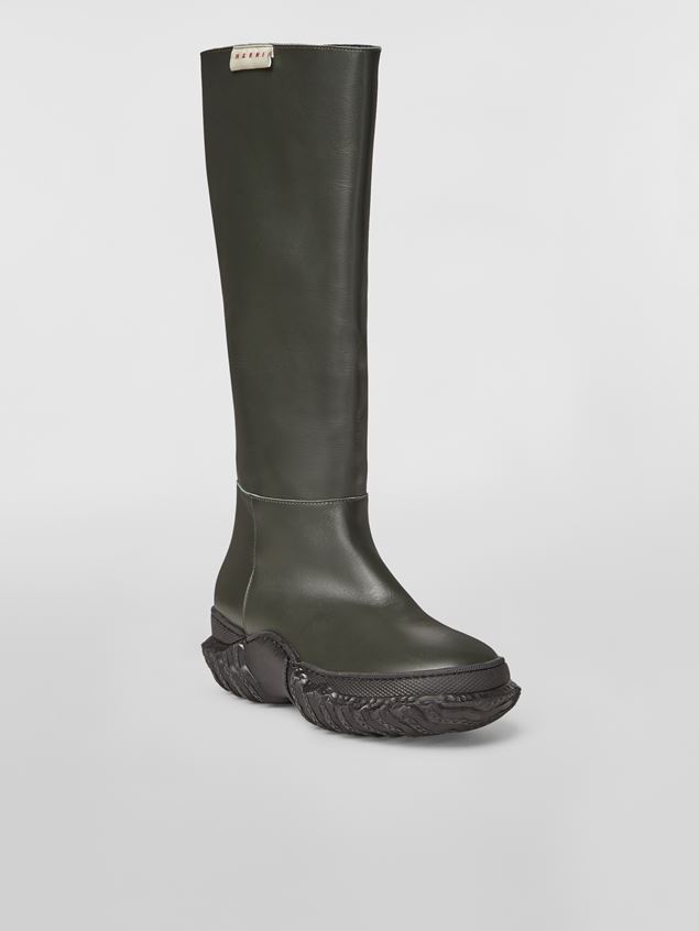 SMOOTH CALFSKIN BOOT WITH WAVY RUBBER SOLE - 2