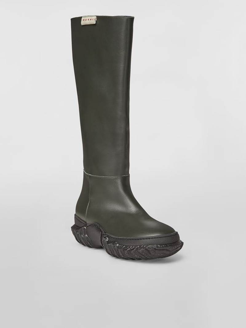 Marni SMOOTH CALFSKIN BOOT WITH WAVY RUBBER SOLE outlook