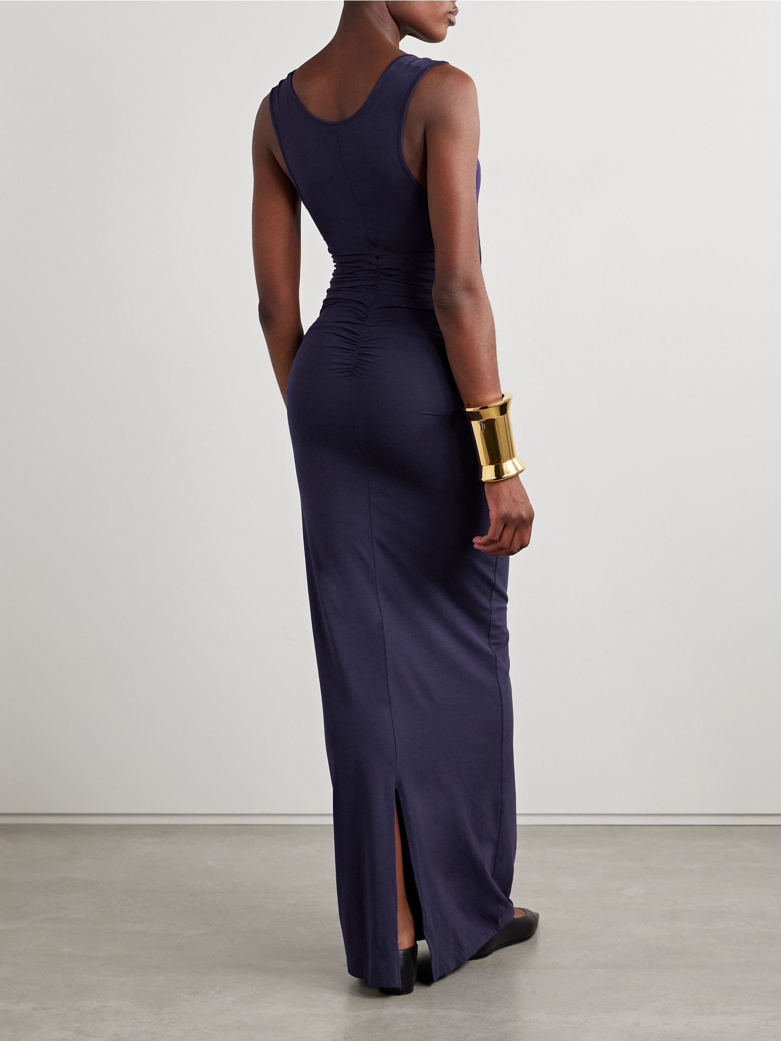 Ruched stretch-jersey maxi dress Blue - 3