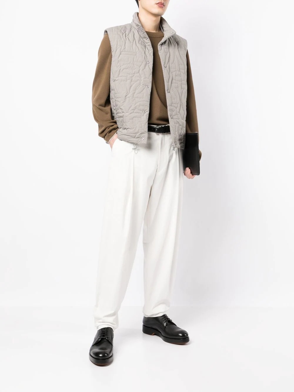 quilted funnel neck gilet - 2