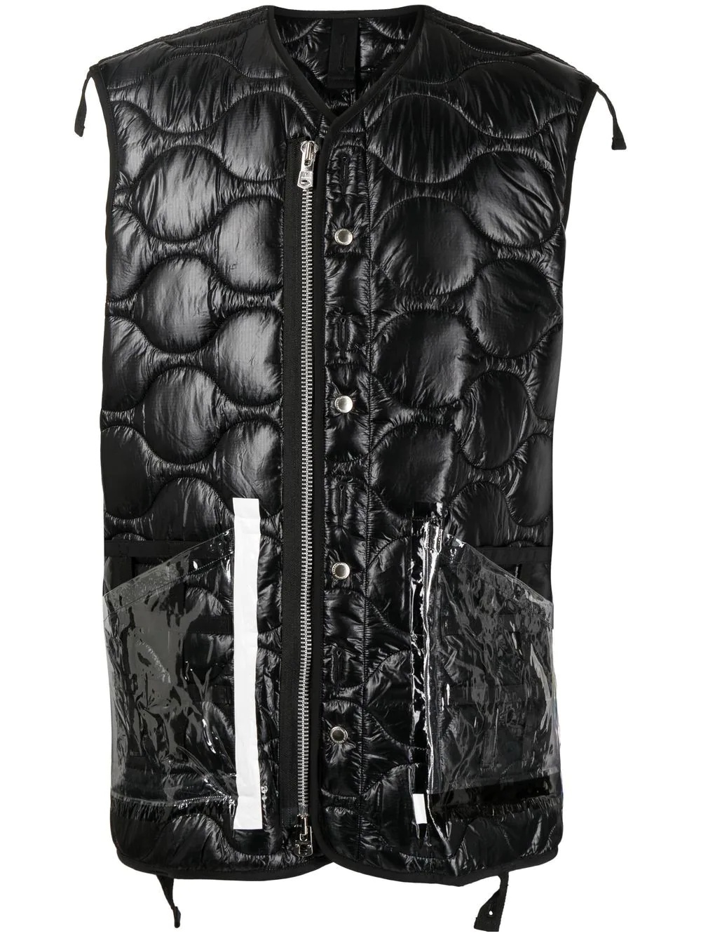 quilted transparent pocket gilet - 1