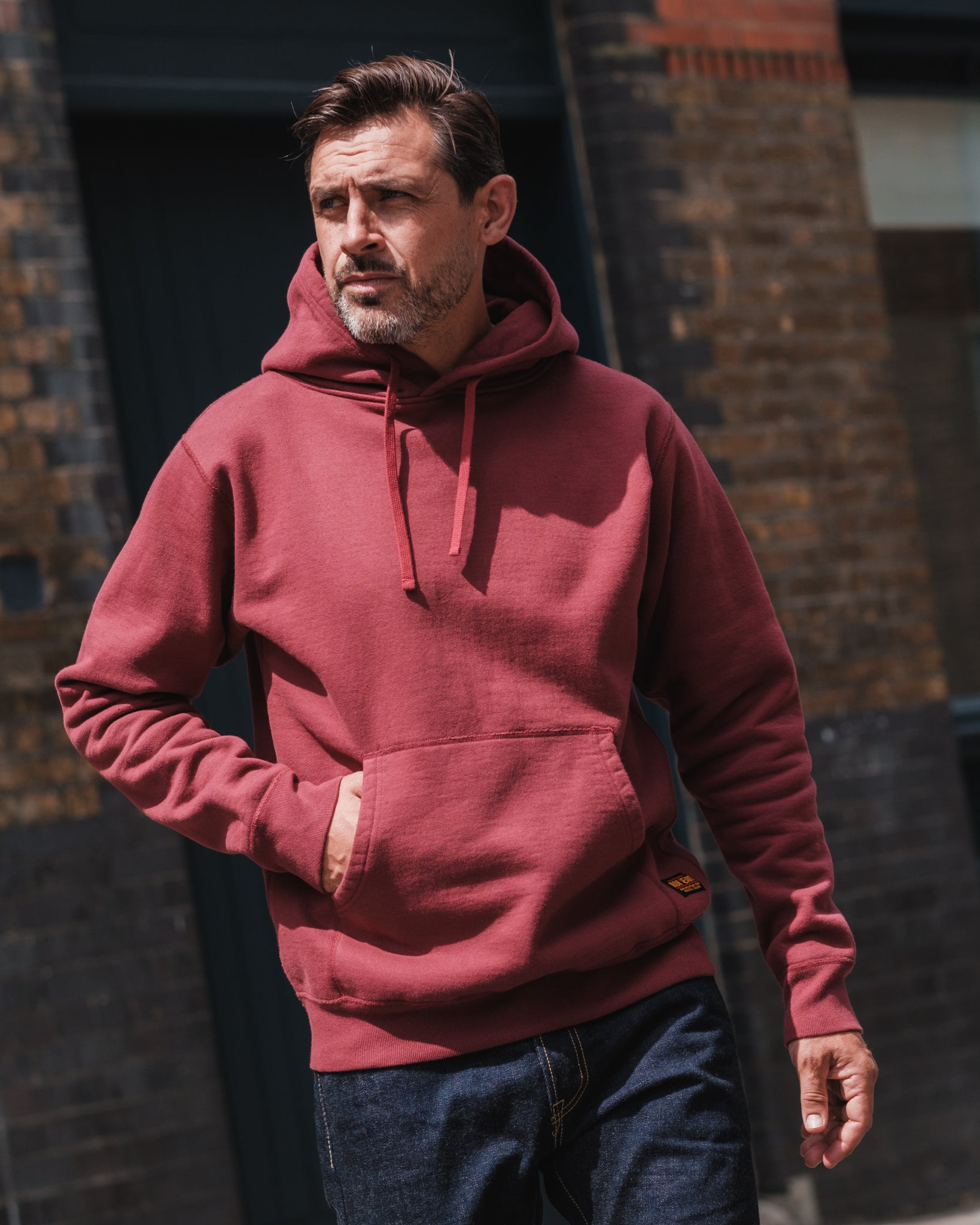 IHSW-49-BUR 14oz Ultra Heavyweight Loopwheel Cotton Hoodie - Burgundy - 4