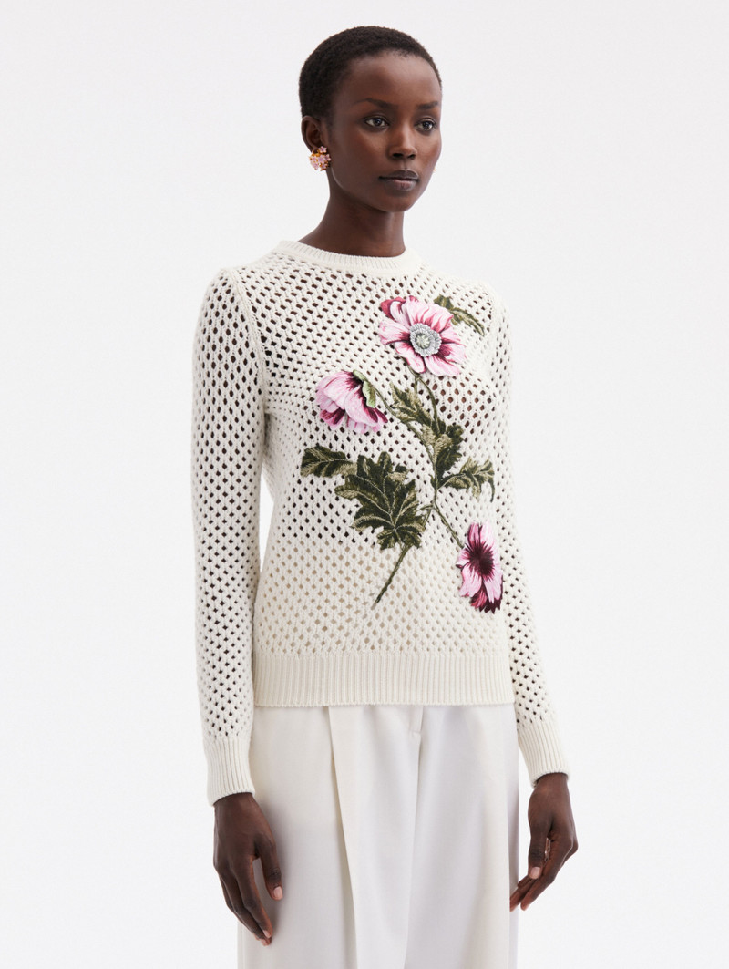 POPPY EMBROIDERED CROCHET PULLOVER 4