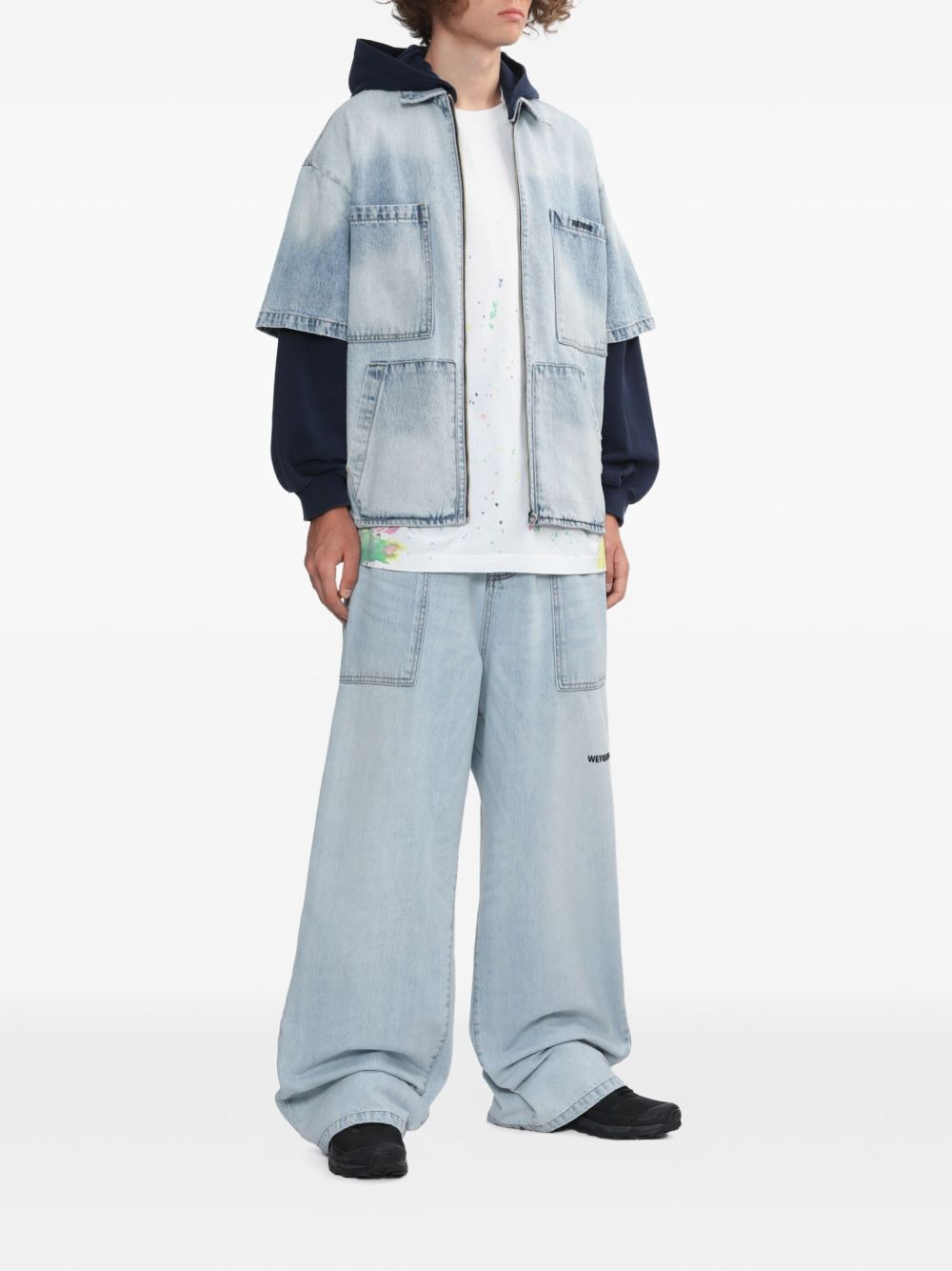 zip-up hooded denim jacket - 2