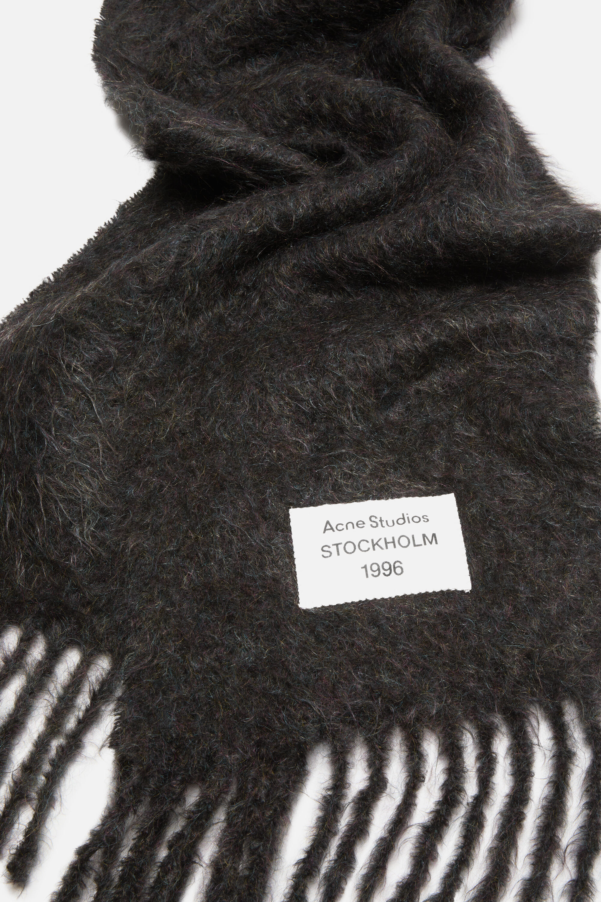 Wool scarf with logo - Black melange - 2