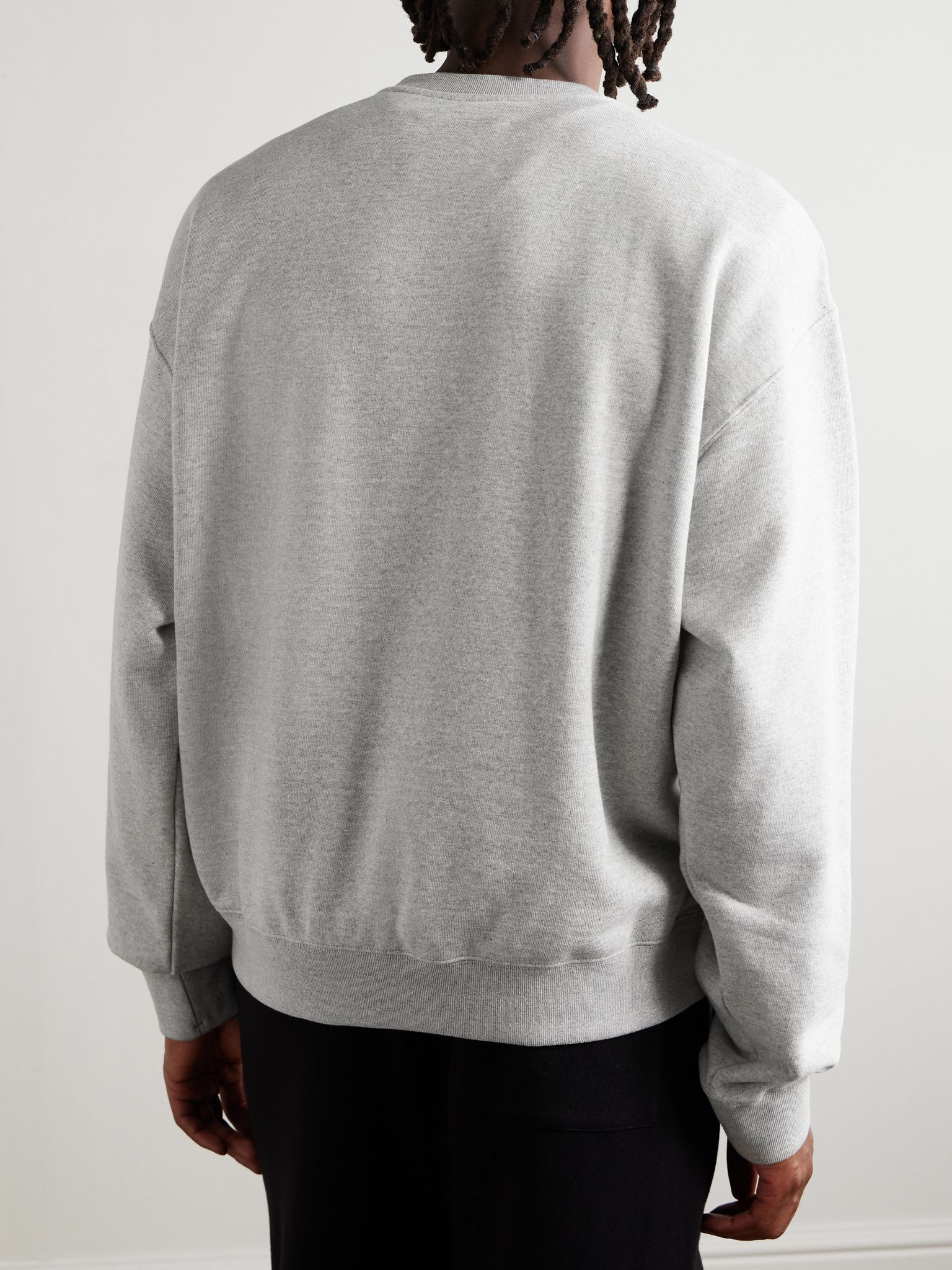 Logo-Print Cotton-Jersey Sweater Gray - 3