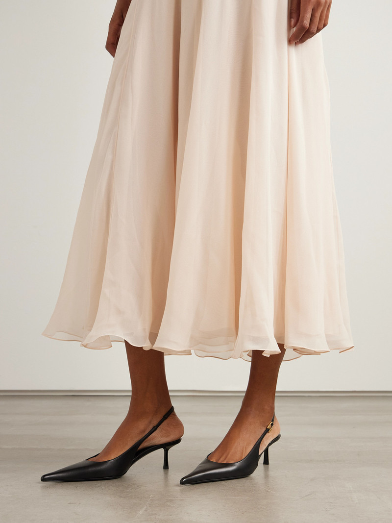 SAINT LAURENT Vendôme Embellished Leather Slingback Pumps outlook