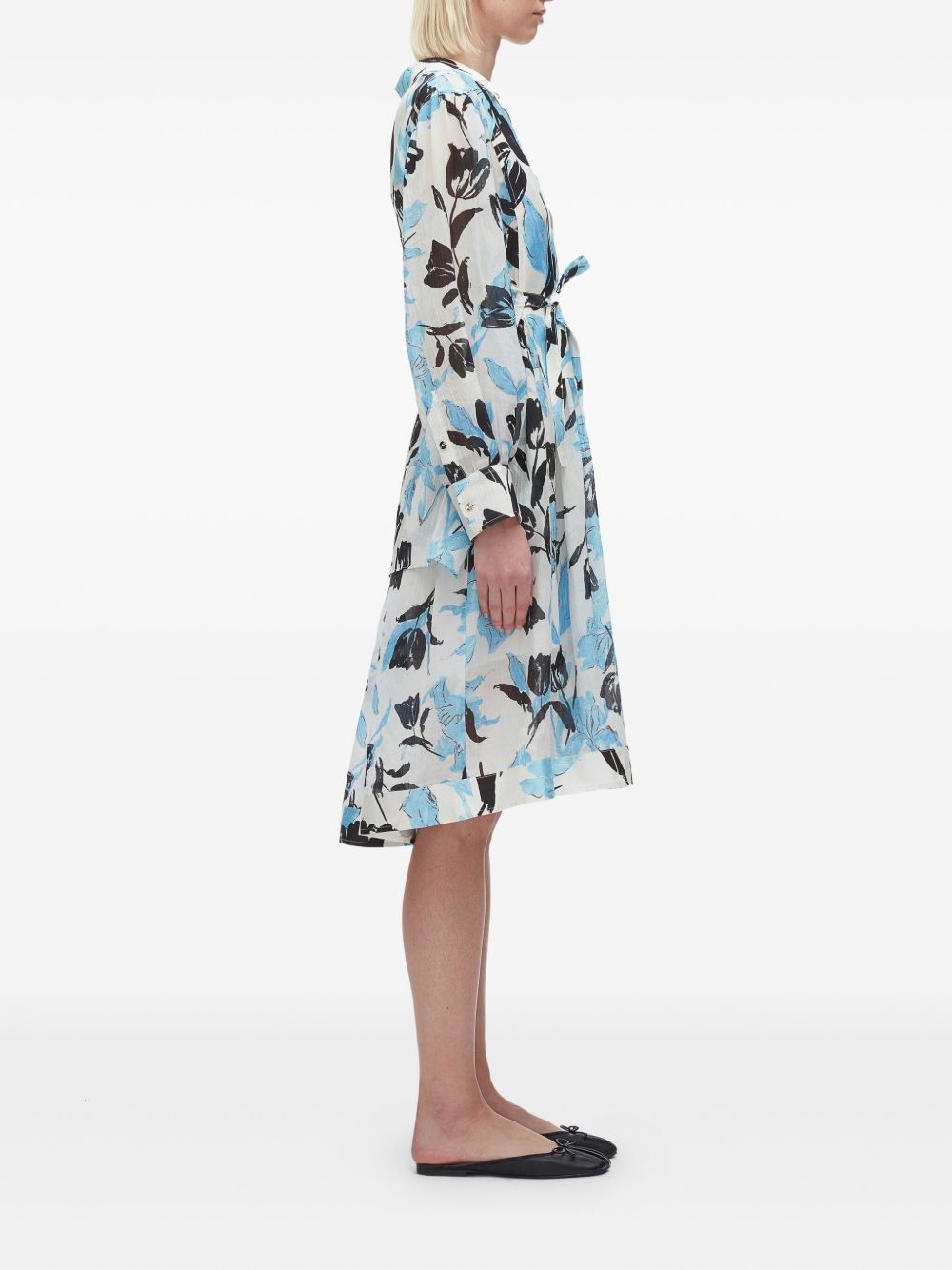 floral-print belted dress - 3