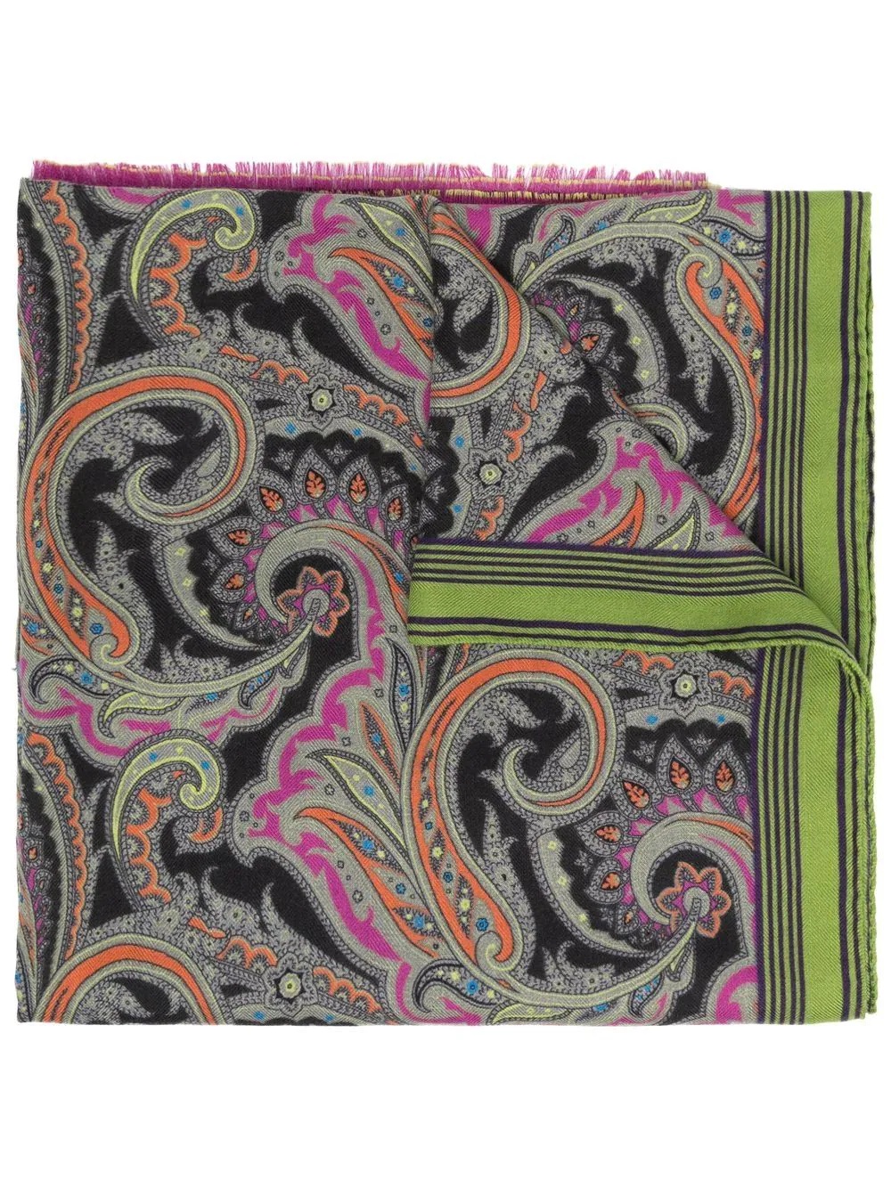 paisley-print frayed-edge scarf - 1