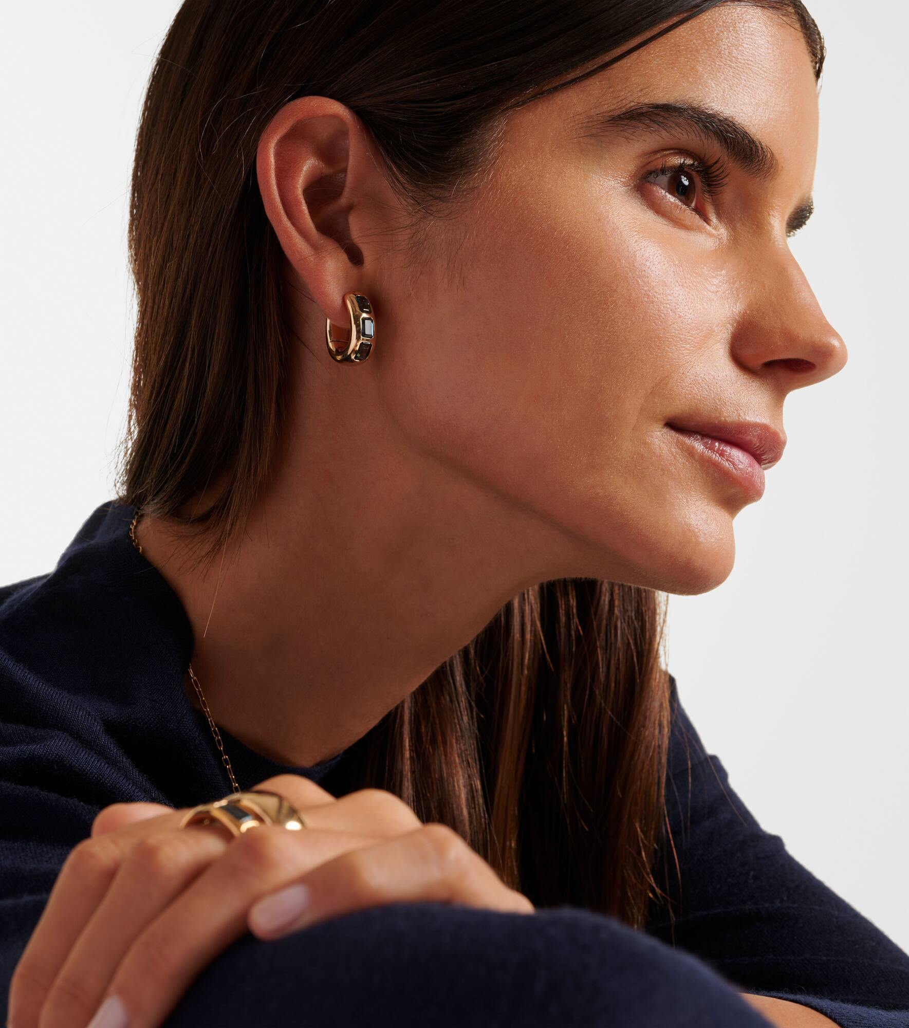 Iconica 18kt rose gold earrings with blue topaz - 3
