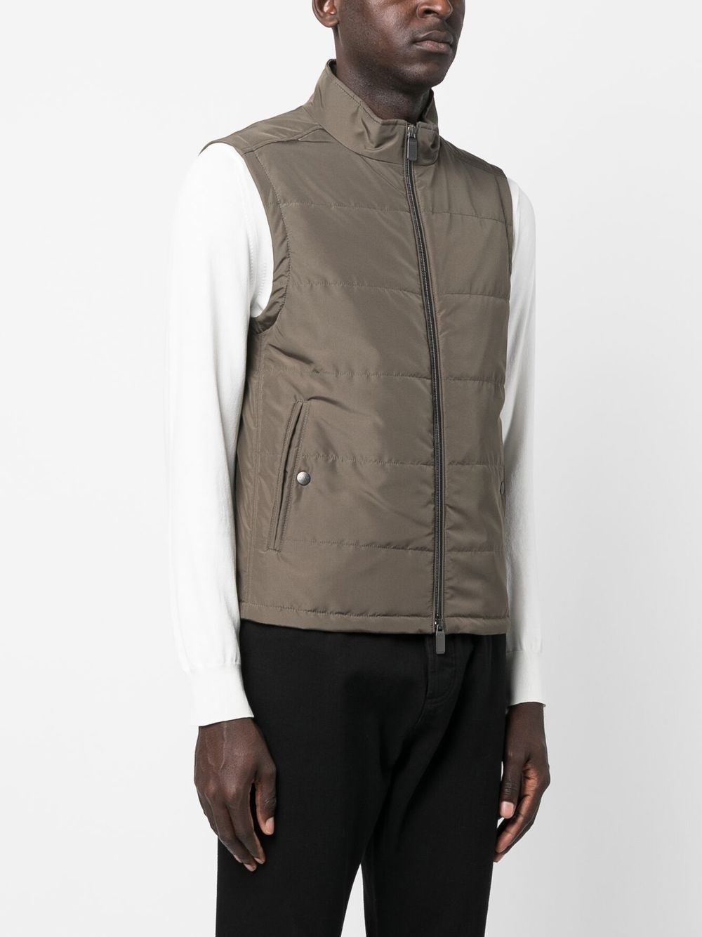high-neck zip-up gilet - 3