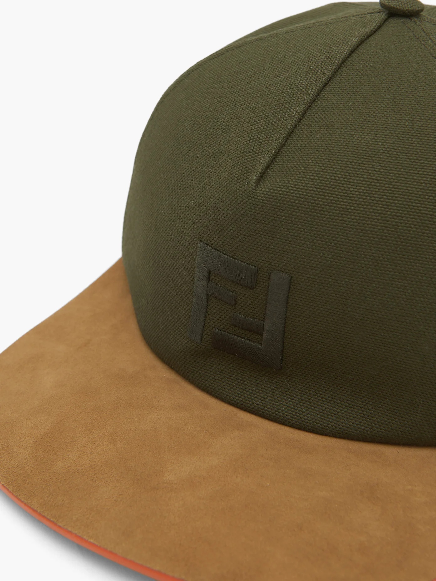 FF-embroidered suede and canvas baseball cap - 2