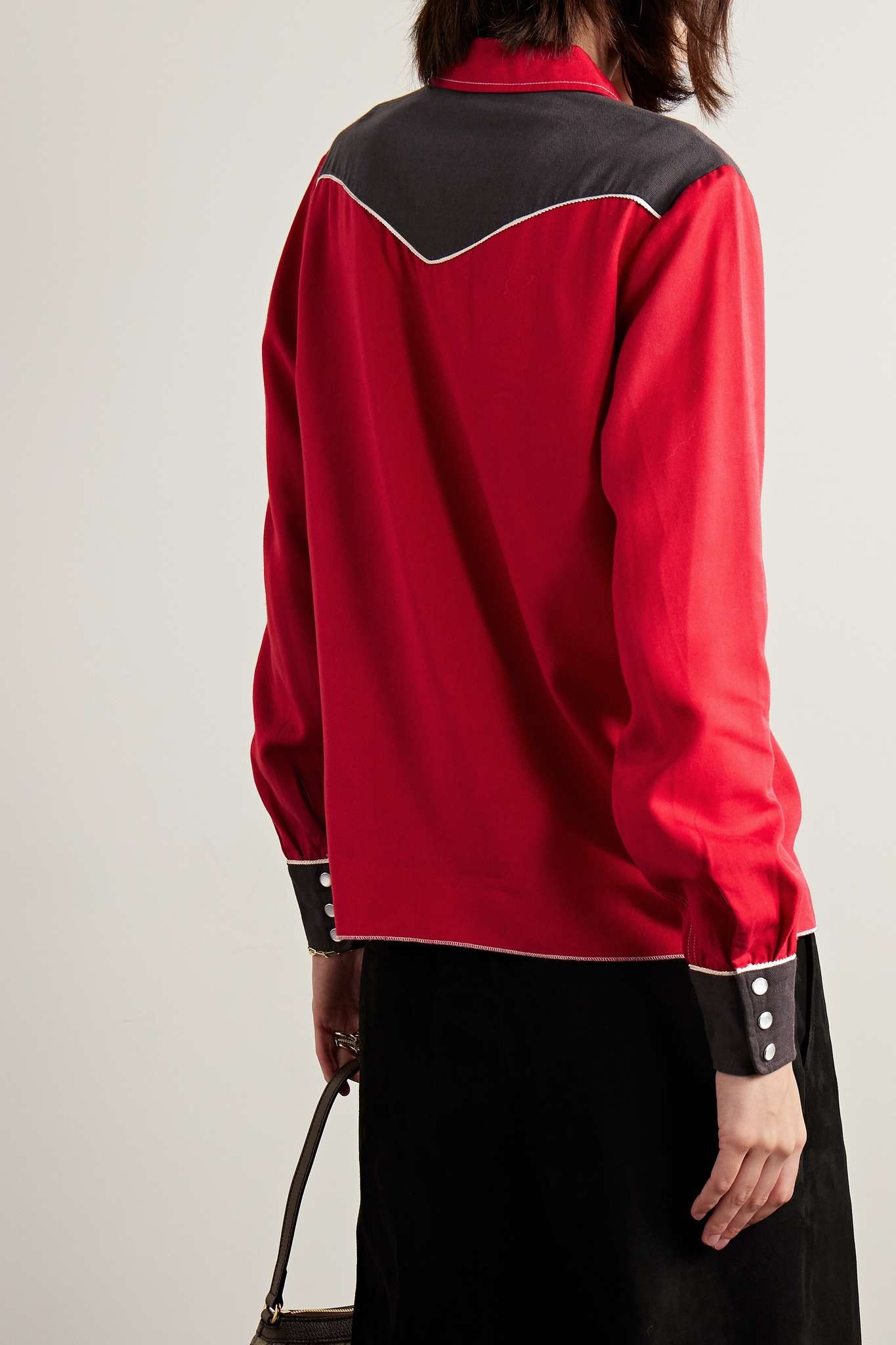 Embellished embroidered cotton-blend twill and canvas shirt - 4