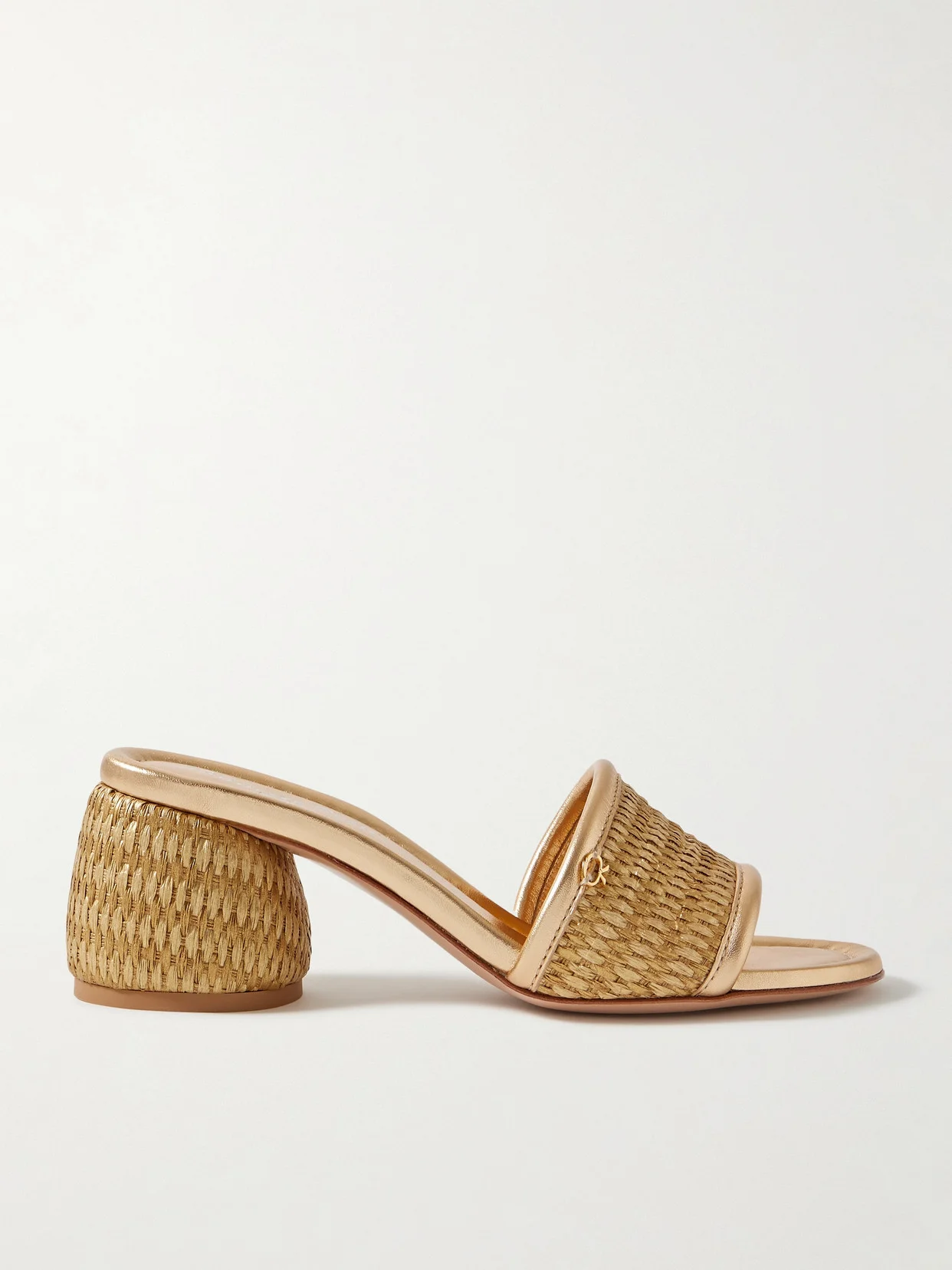 Marbella 60 Metallic Leather-trimmed Raffia Sandals - 1