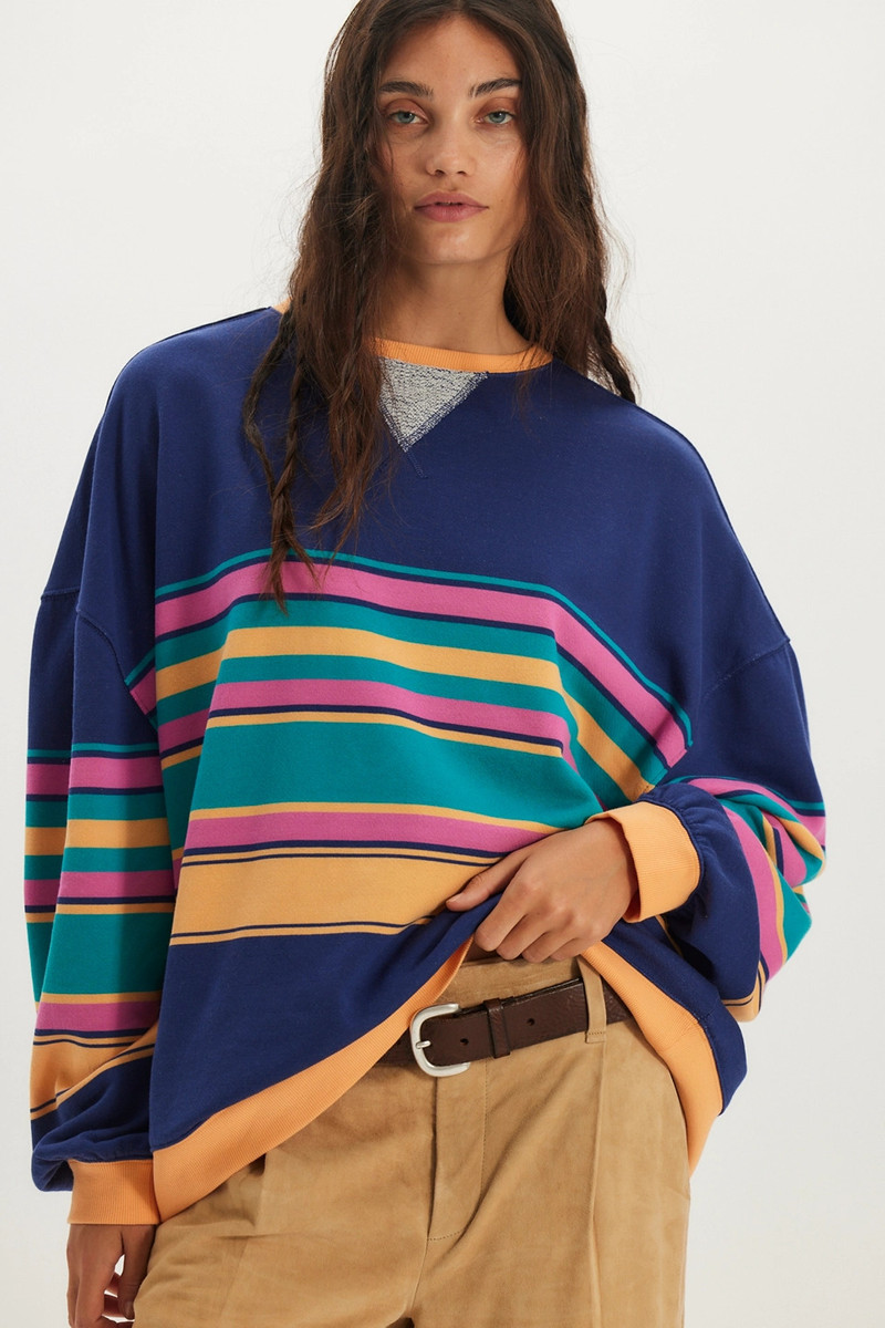 We The Free Classic Striped Oversized Crewneck 1