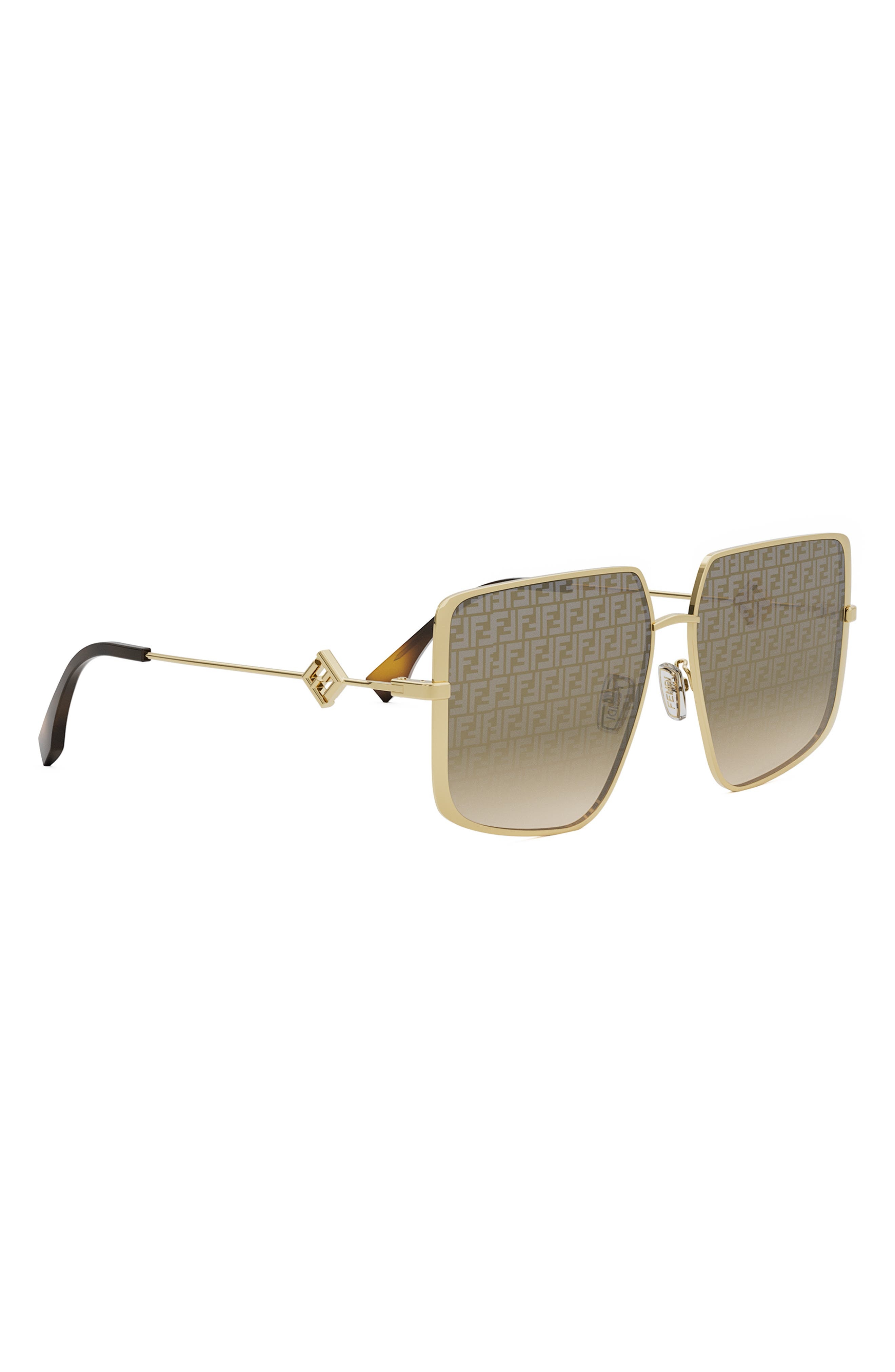 Fendi Diamonds 59mm Gradient Geometric Sunglasses in Shiny Endura Gold /Brown at Nordstrom - 5