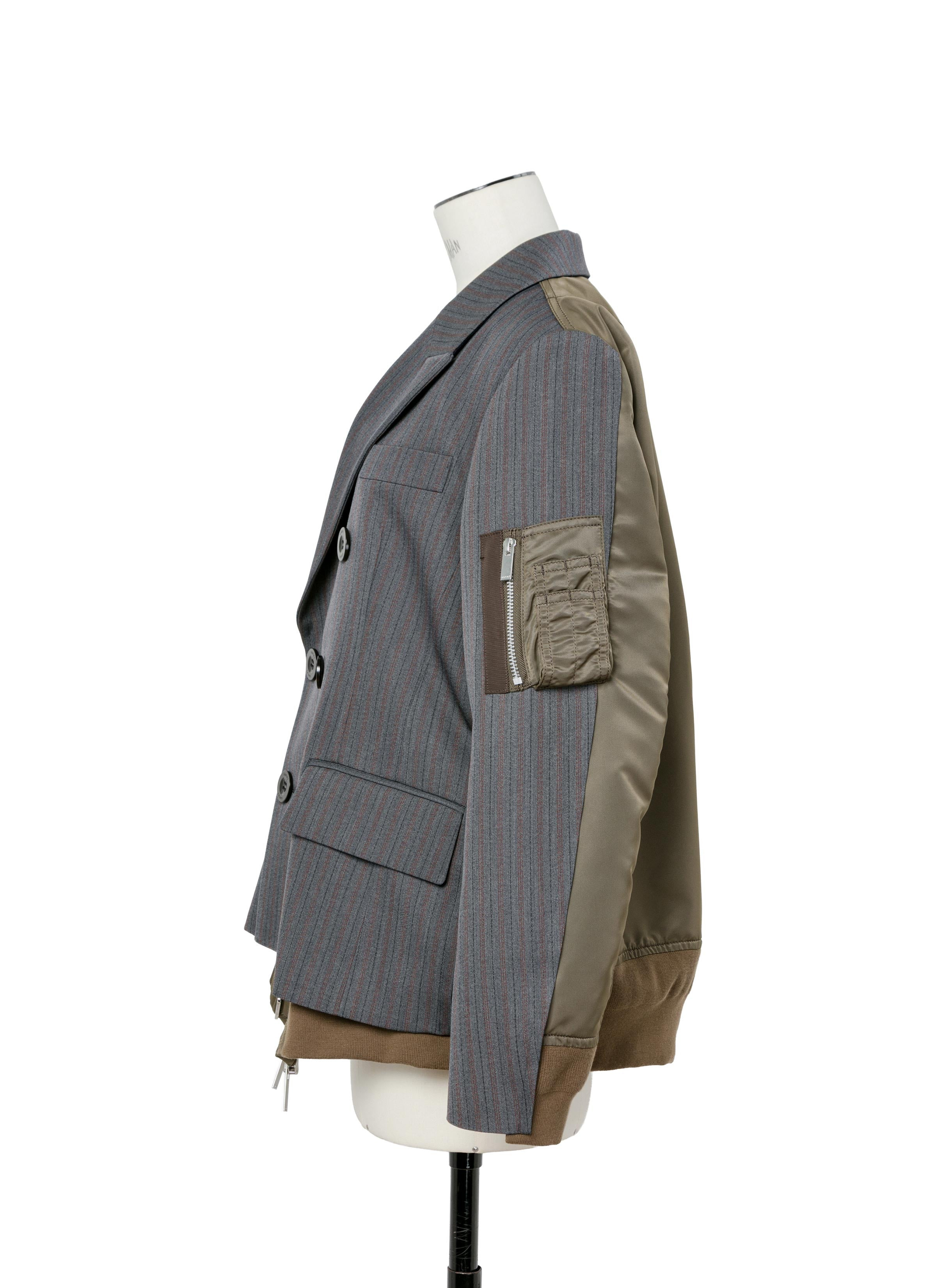Stripe Doeskin x Nylon Twill Jacket - 2