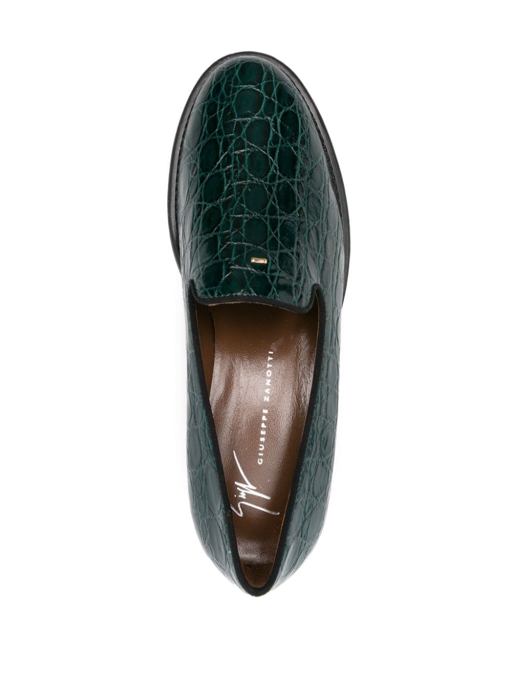crocodile-effect leather loafers - 4