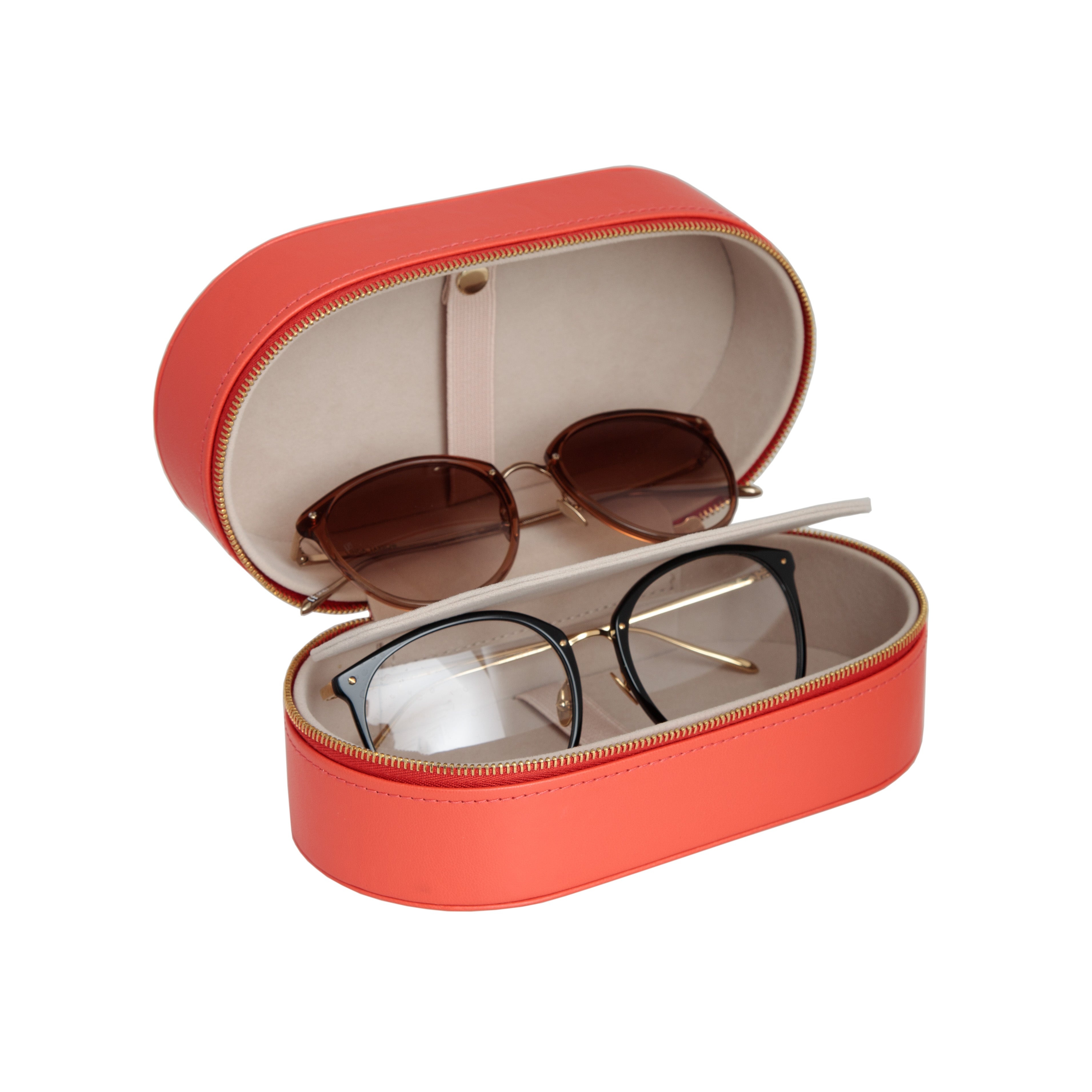 LINDA FARROW OVAL TRAVEL CASE IN CORAL - 1