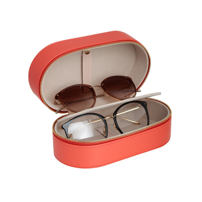 LINDA FARROW OVAL TRAVEL CASE IN CORAL 1