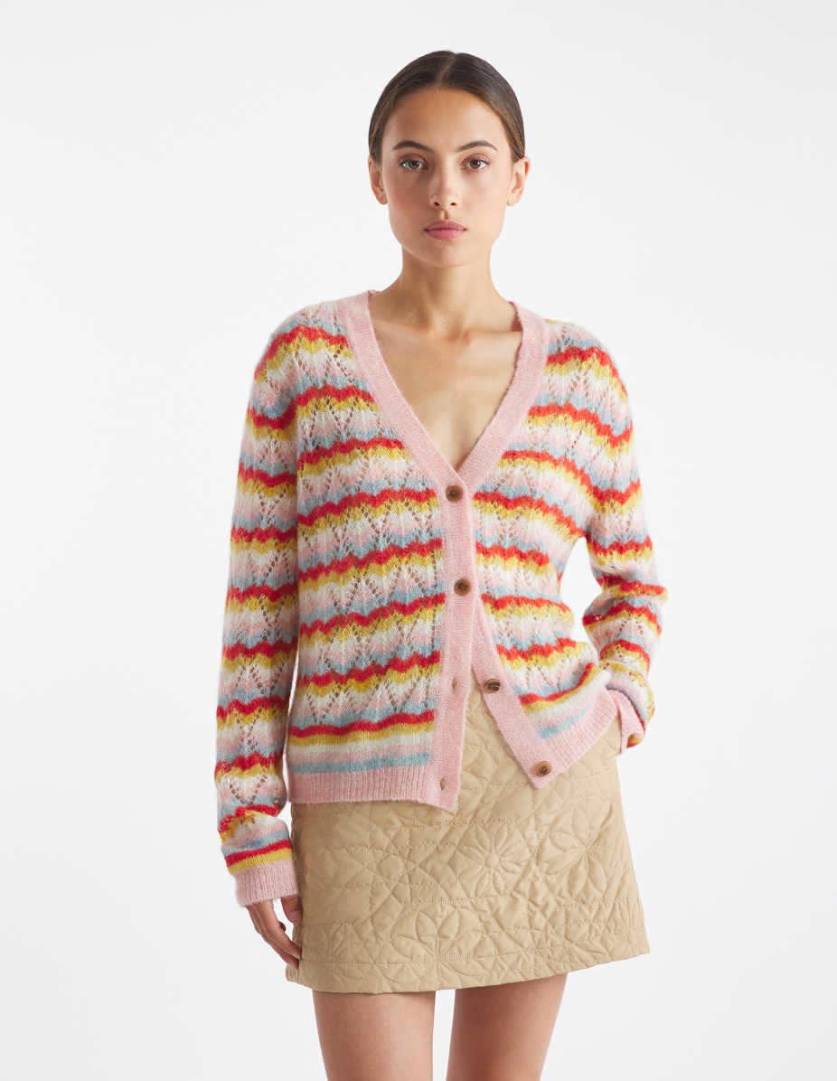 STRIPED ALPACA LACE CARDIGAN - 3