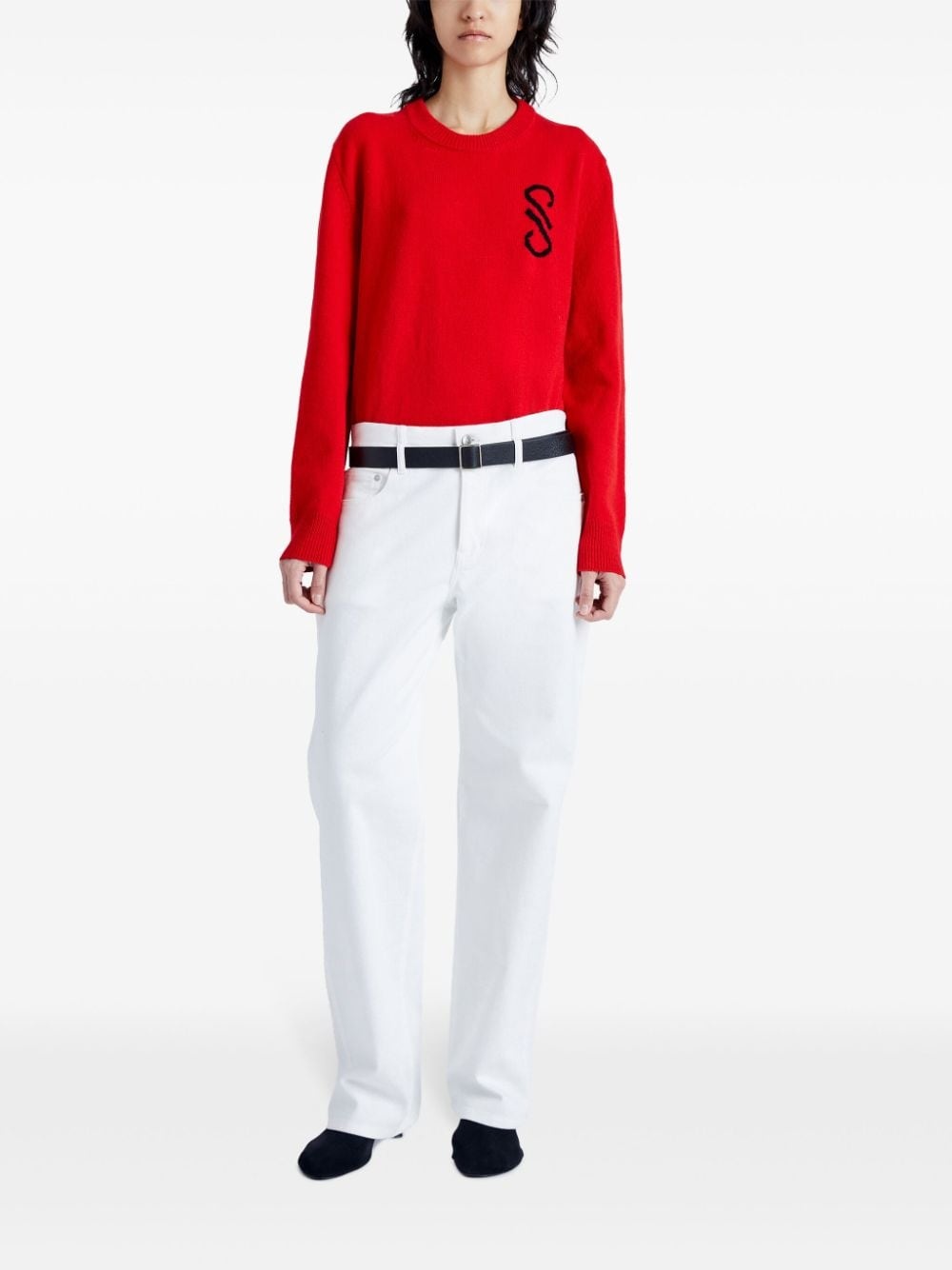 intarsia knit-logo merino-wool jumper - 2